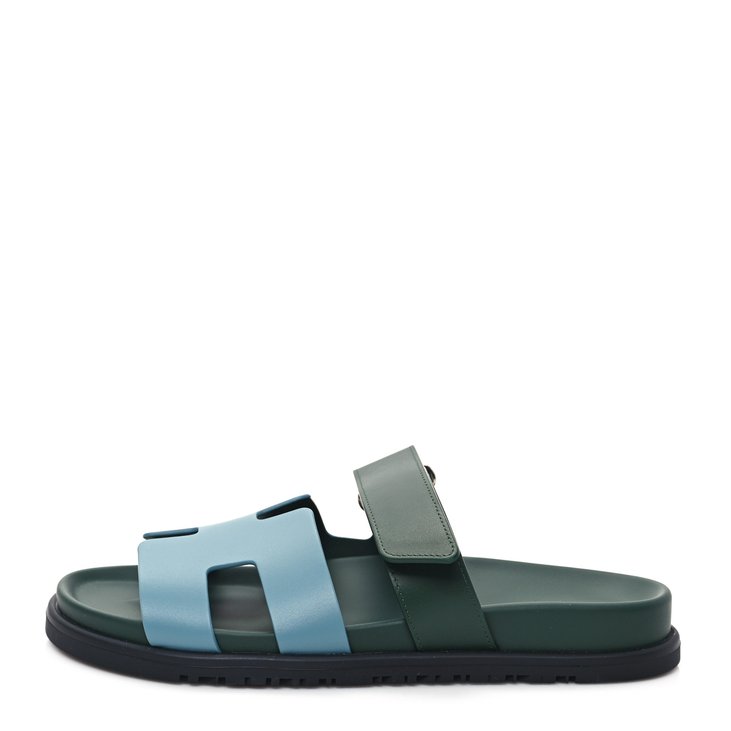 快適な履き心地☆【HERMES】サンダル Chypre Bleu Citadin/Vert HERMES Calfskin Womens Chypre Sandals 38 Bleu Citadin Vert