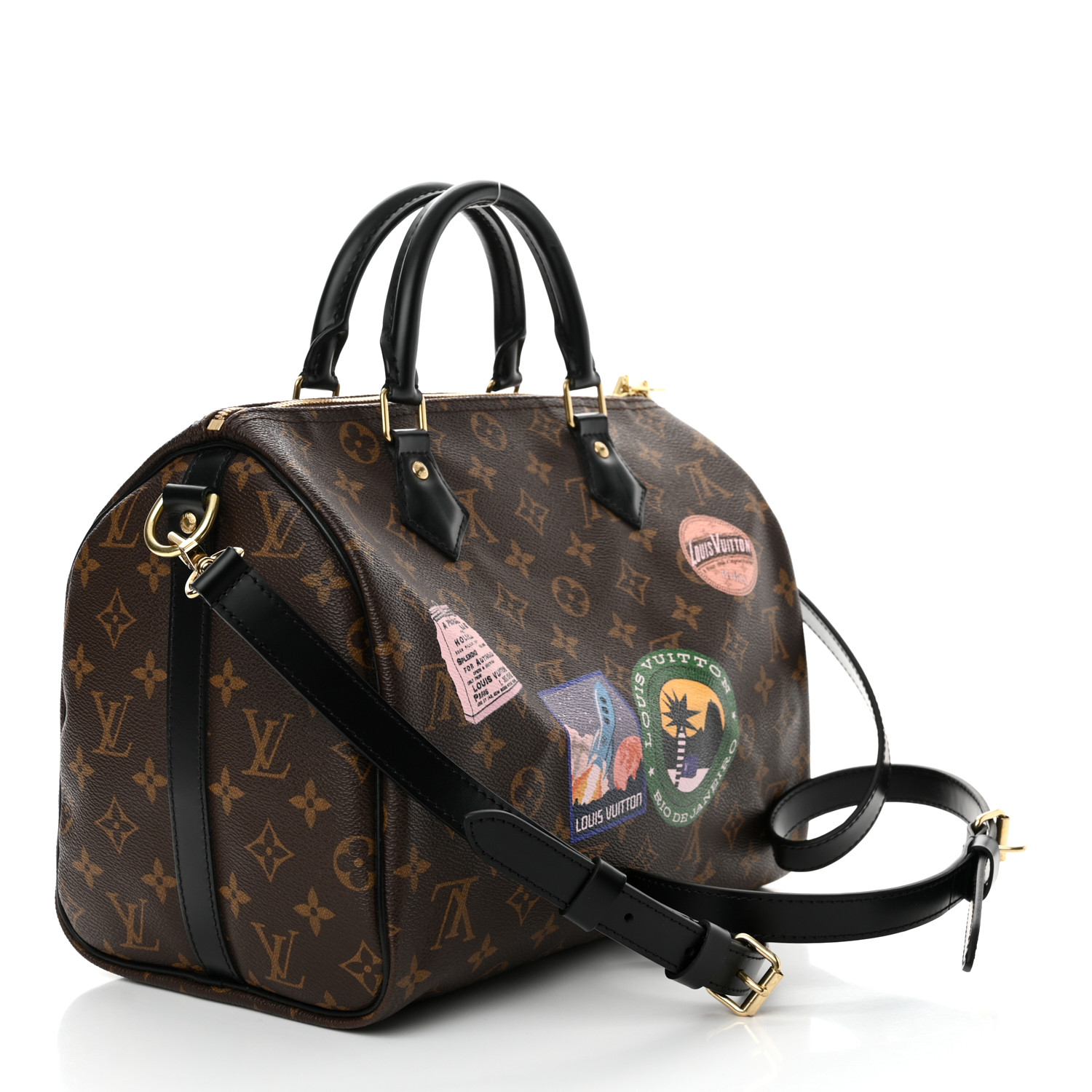 LOUIS VUITTON Monogram My World Tour Speedy Bandouliere 30 Black 3