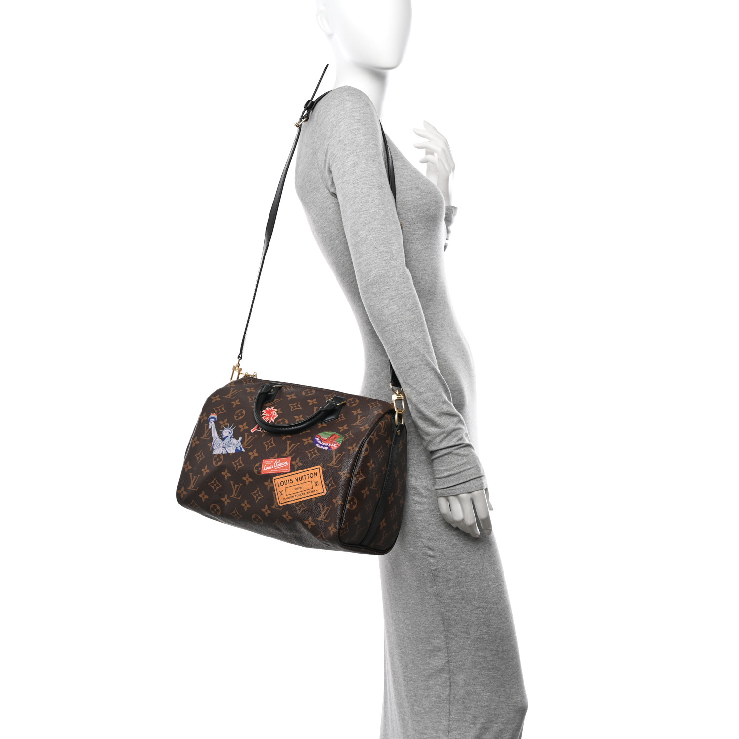 LOUIS VUITTON Monogram My World Tour Speedy Bandouliere 30 Black 2