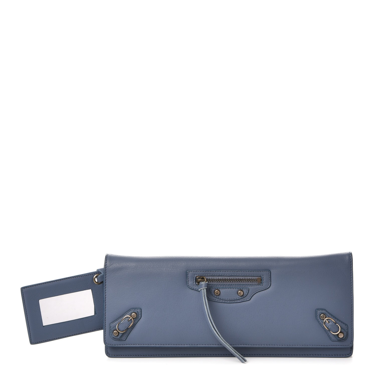 BALENCIAGA ストール 紫 BALENCIAGA Calfskin Papier Wand Clutch Petroleu Bleu 239860
