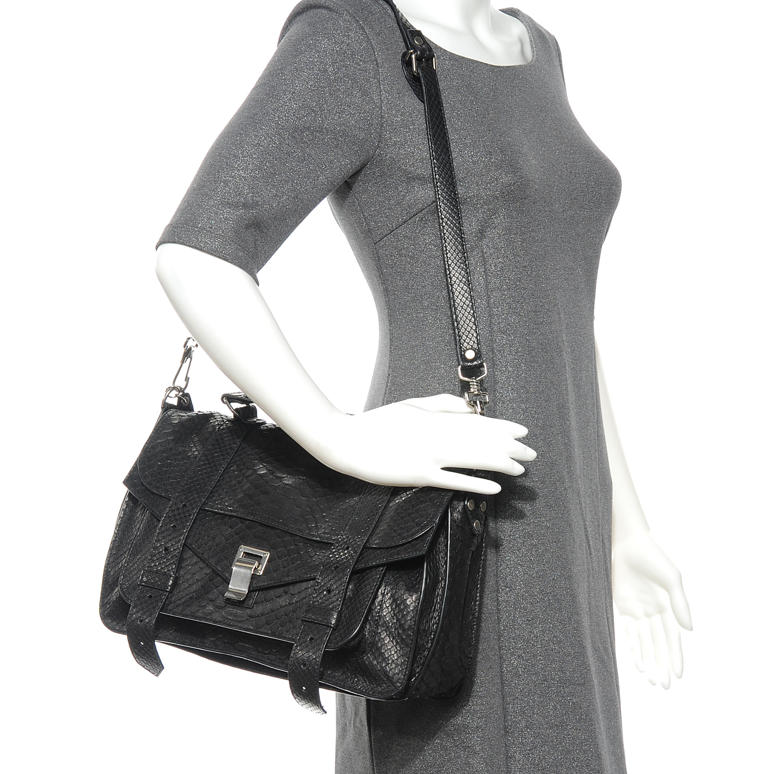 プロエンザスクーラー　PS1 Medium Python BC Soft PROENZA SCHOULER Python PS1 Medium Satchel Black 54210