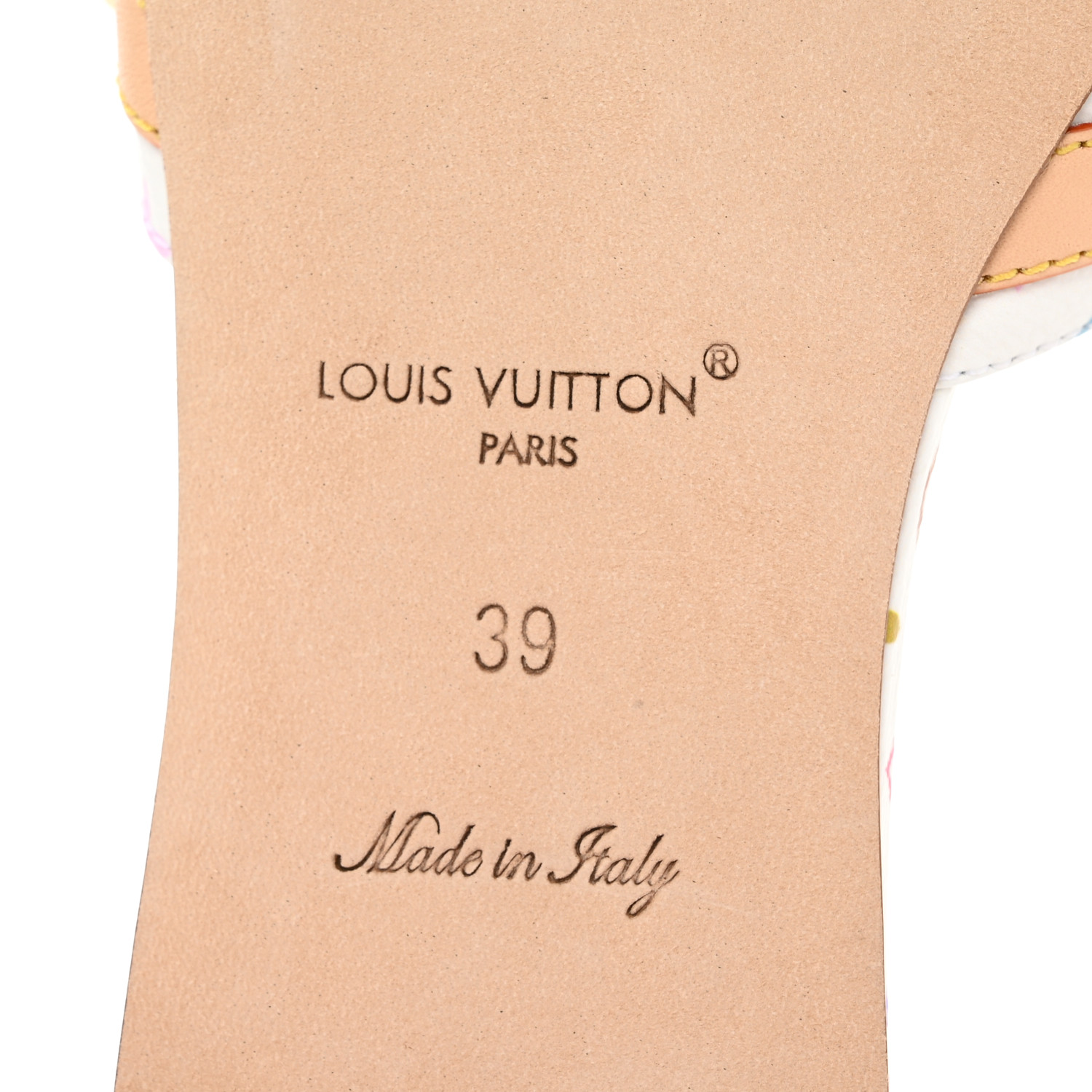 LOUIS VUITTON モノグラムミュール 39 Louis Vuitton White Monogram Multicolore Mule Sandals - Size