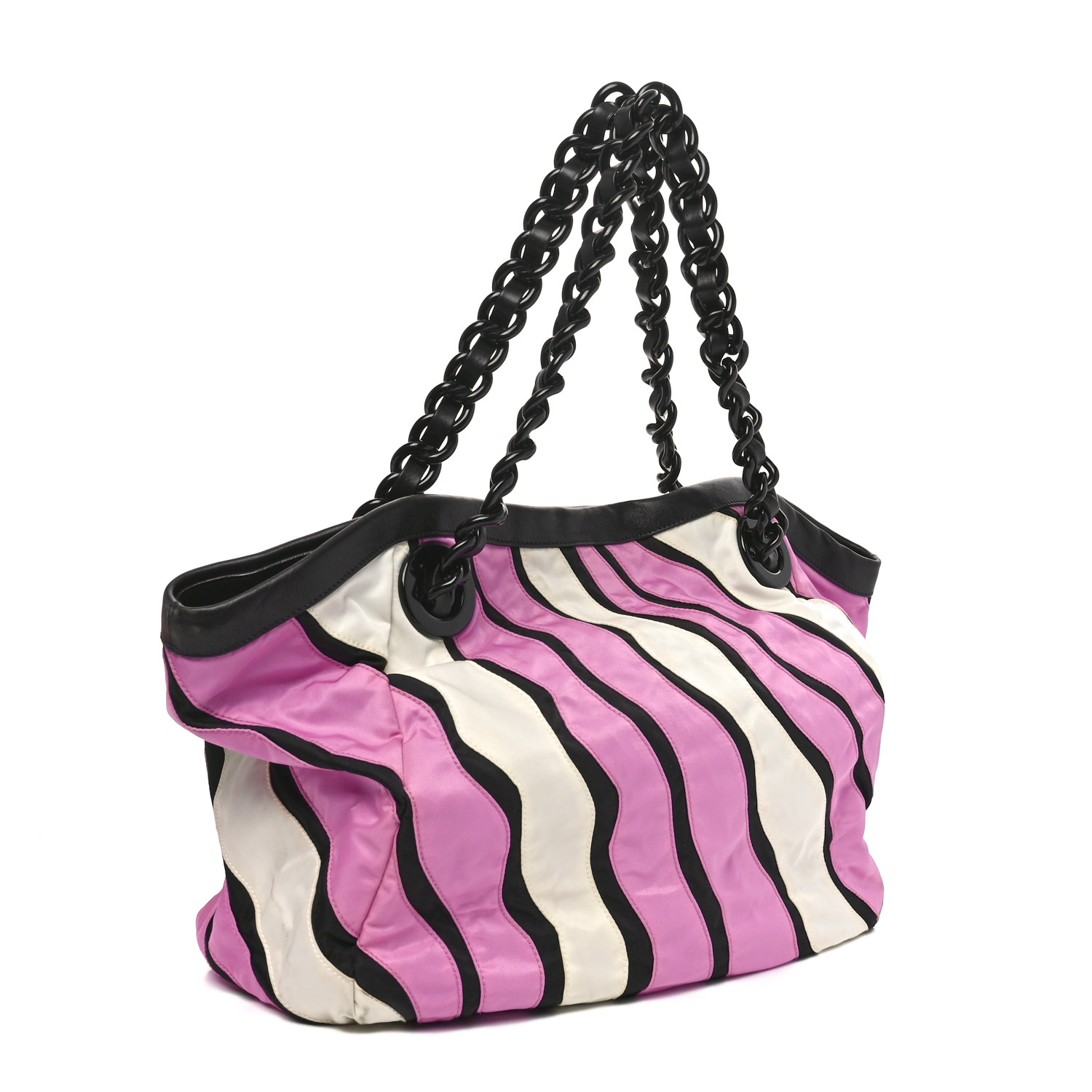 PRADA Tessuto Nylon Waves Chain Tote Pink Multicolor 1686792