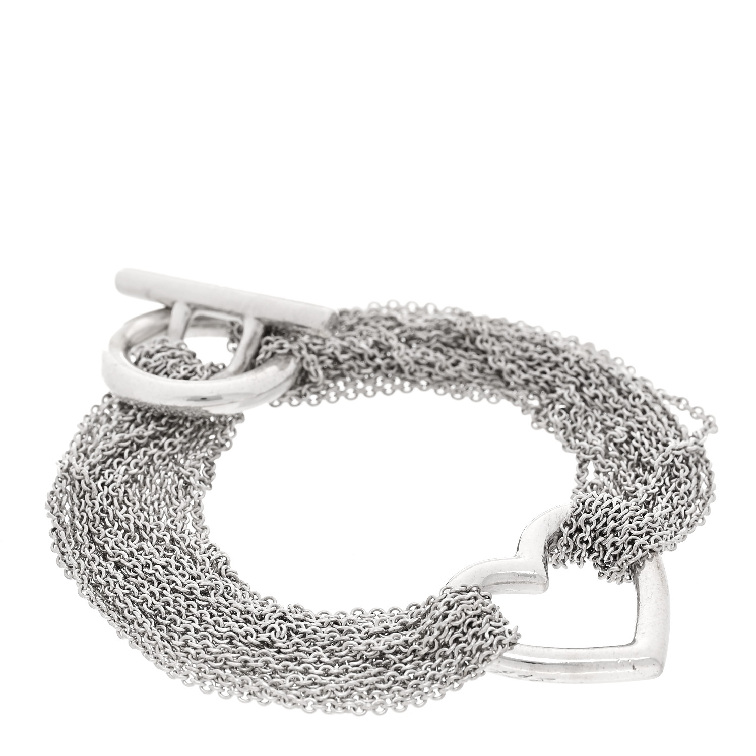 TIFFANY Sterling Silver Open Heart Multi Strand Bracelet