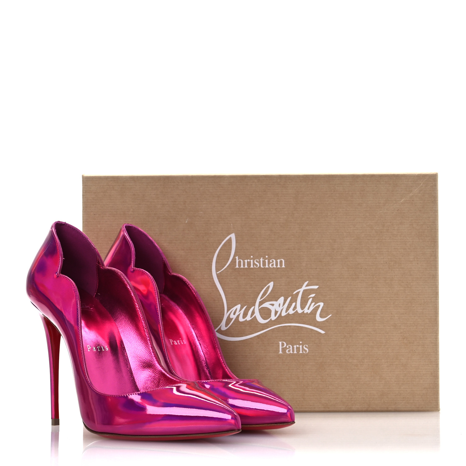 未使用　Christian Louboutin メタリックピンク Christian Louboutin Loubigirl 100 Psychic Fuchsia Metallic