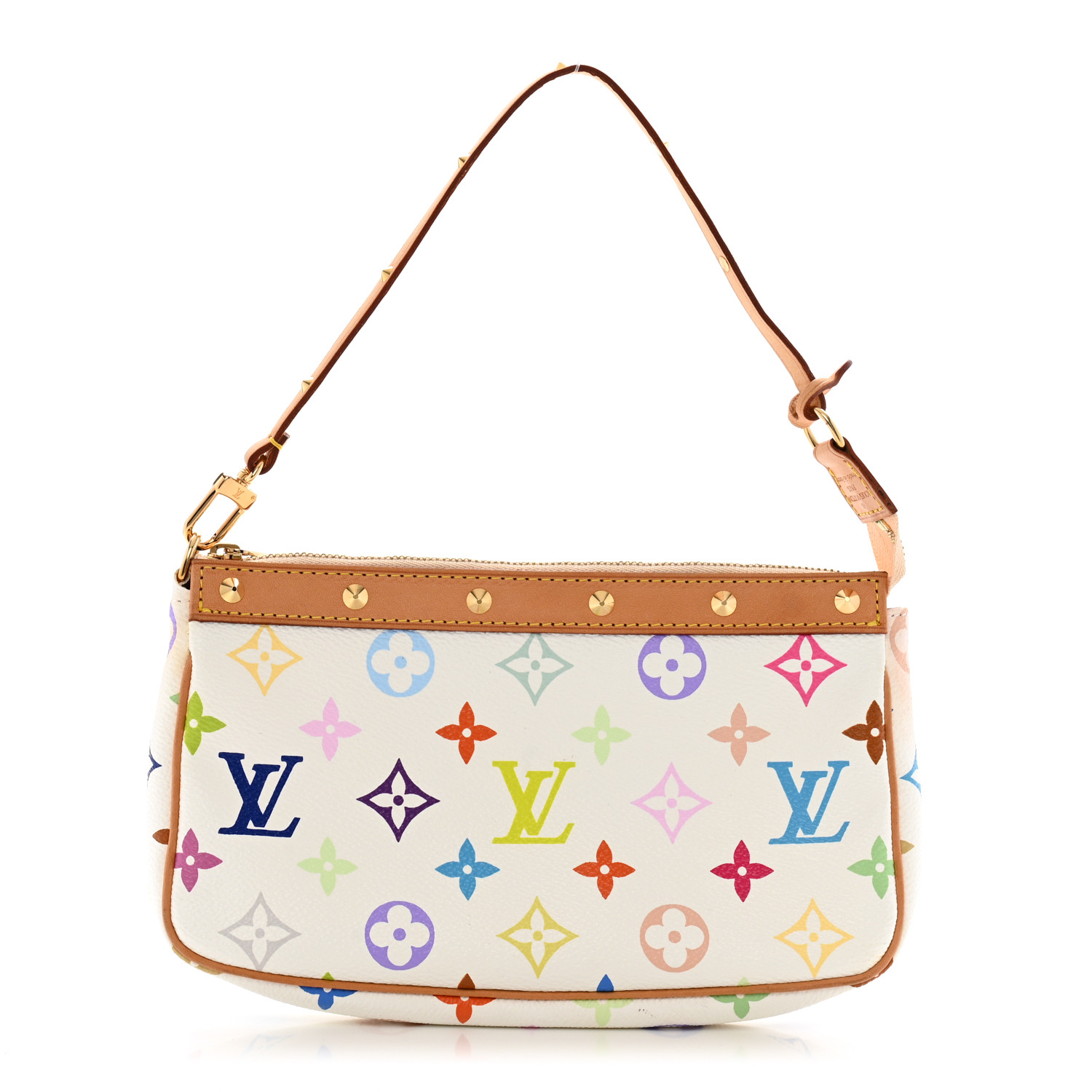 LOUIS VUITTON Monogram Multicolor Pochette Accessories White