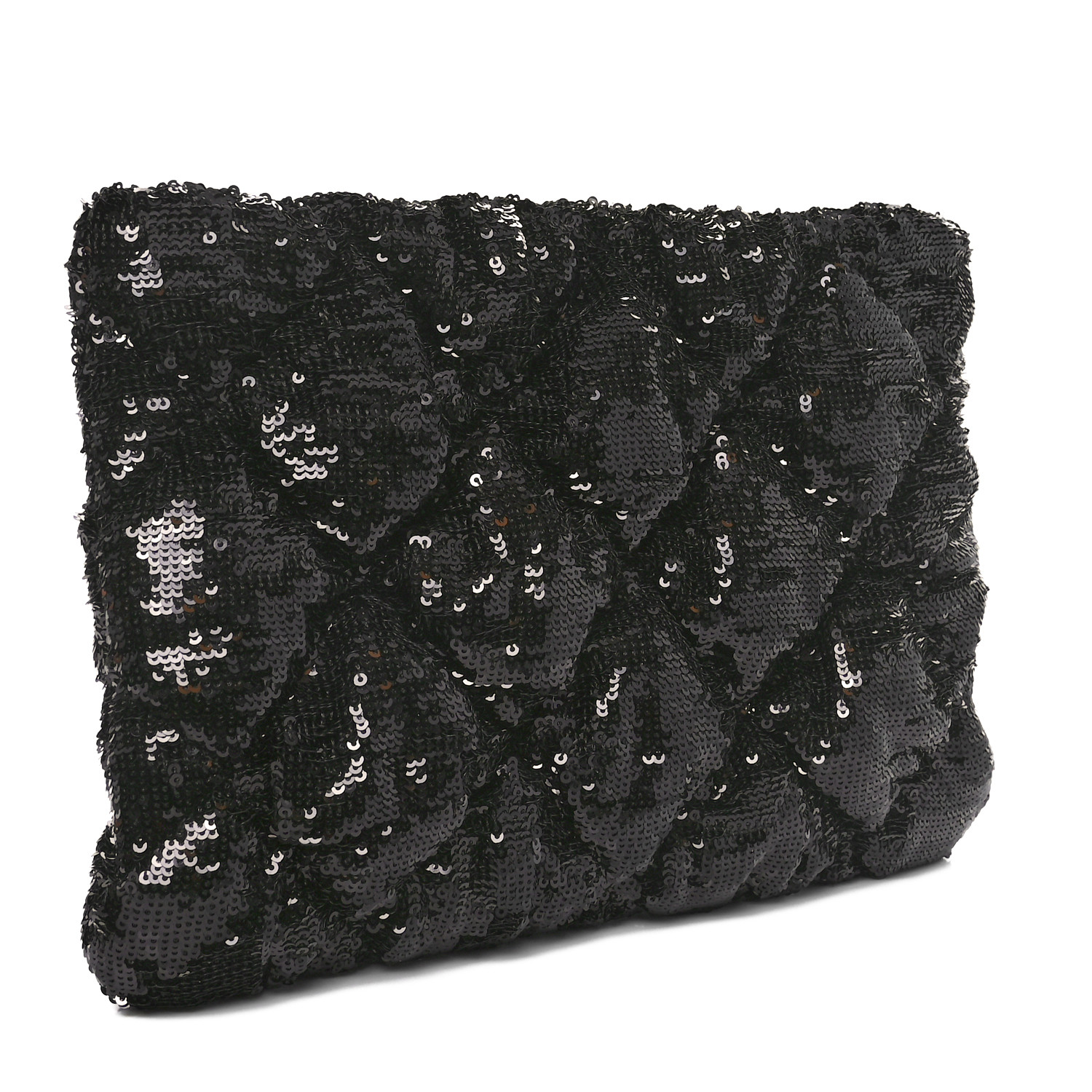 CHANEL Sequins Quilted Large Chanel 19 Pouch Black 1688465