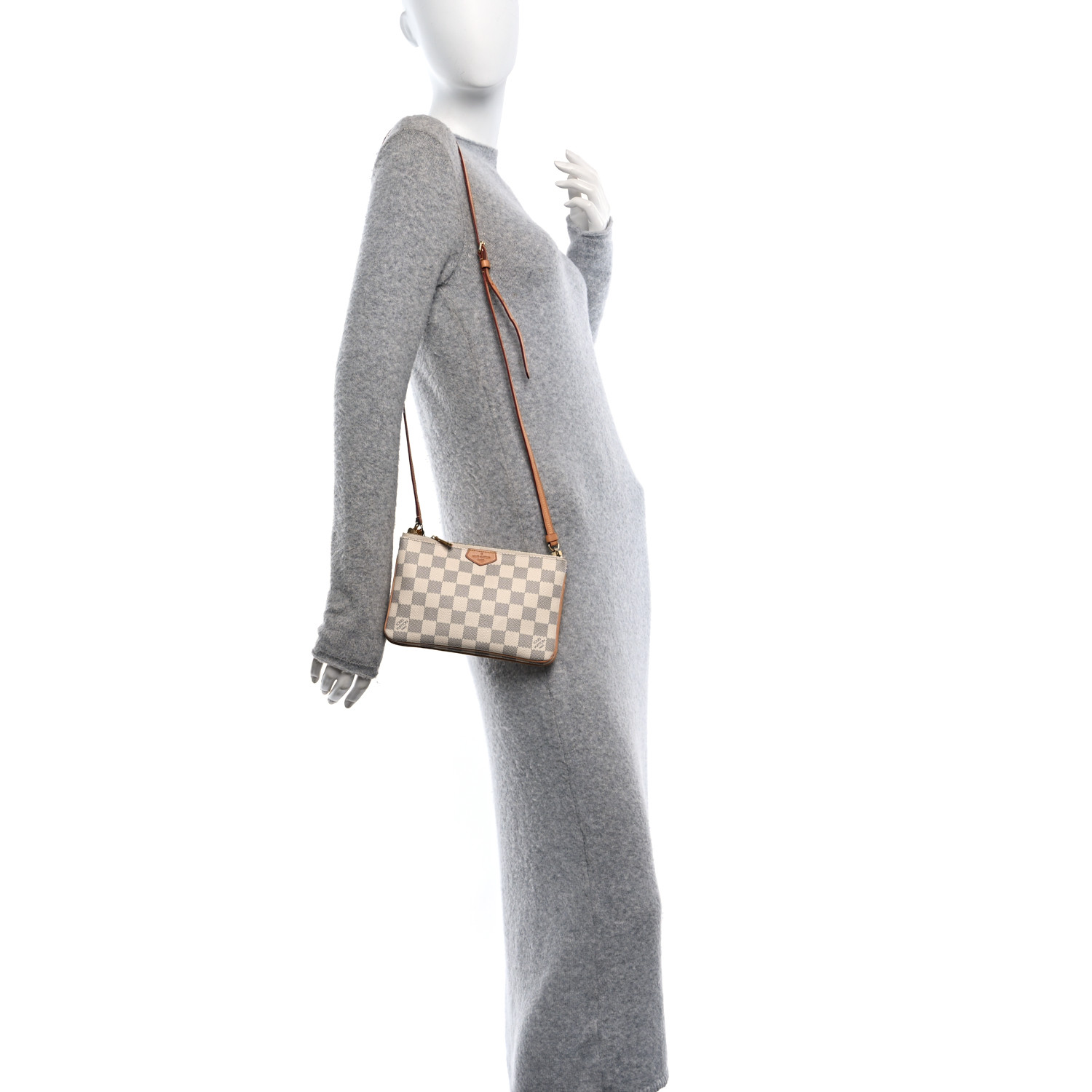 LOUIS VUITTON Damier Azur Double Zip Pochette 1687984