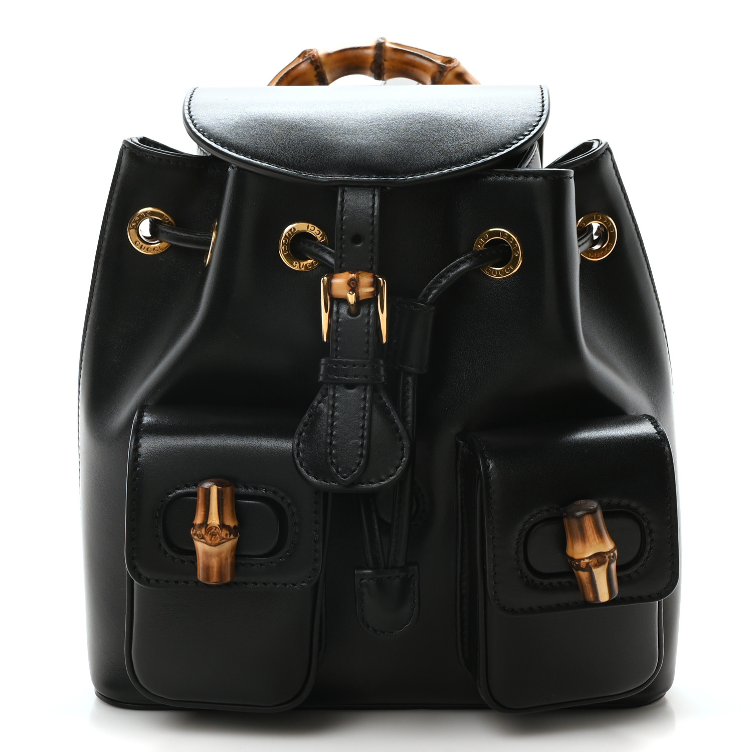 【GUCCI】Bamboo Handle Noblesse Calf Leather Backpack GUCCI - BAMBOO HANDLE BLACK LEATHER BACK PACK – RE.LUXE AU