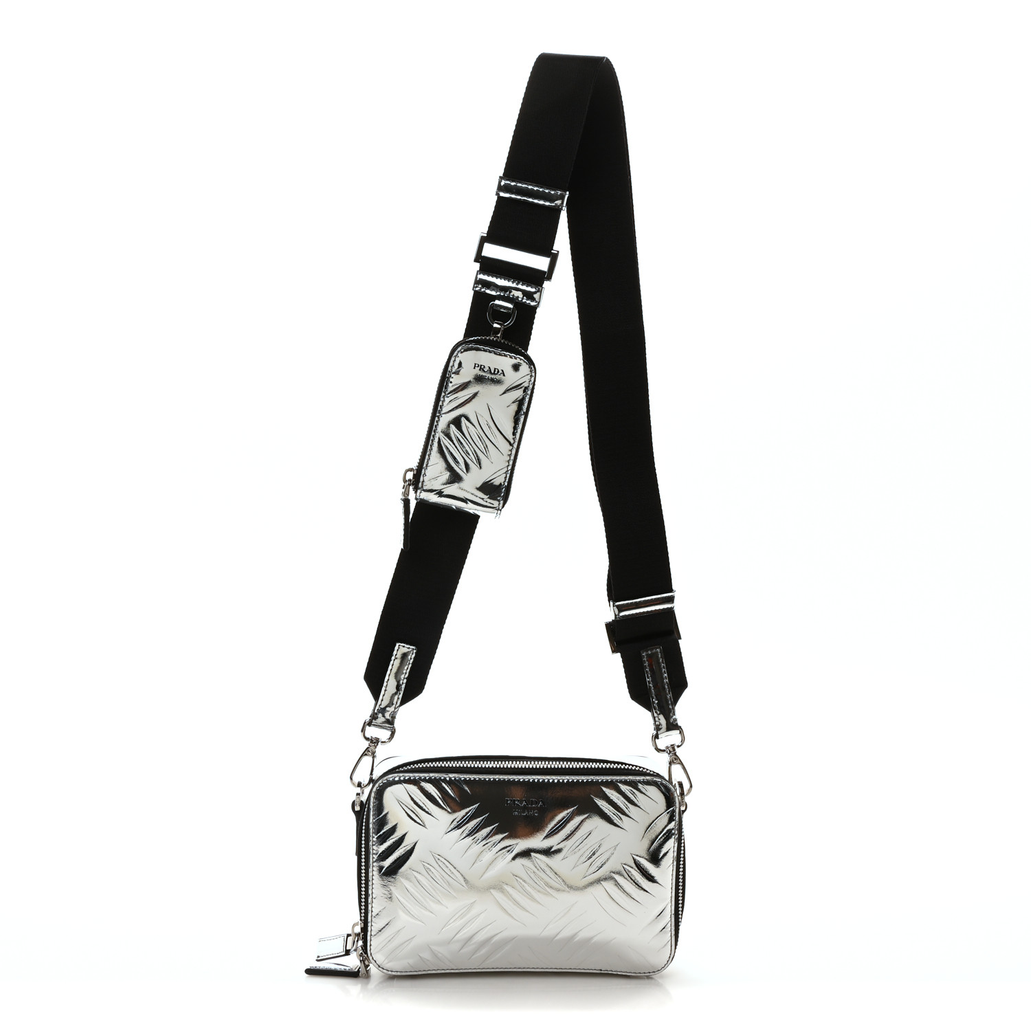 PRADA 鞄 ブラック リボン付 Re-Nylon xナッパレザー ミニバッグ | PRADA