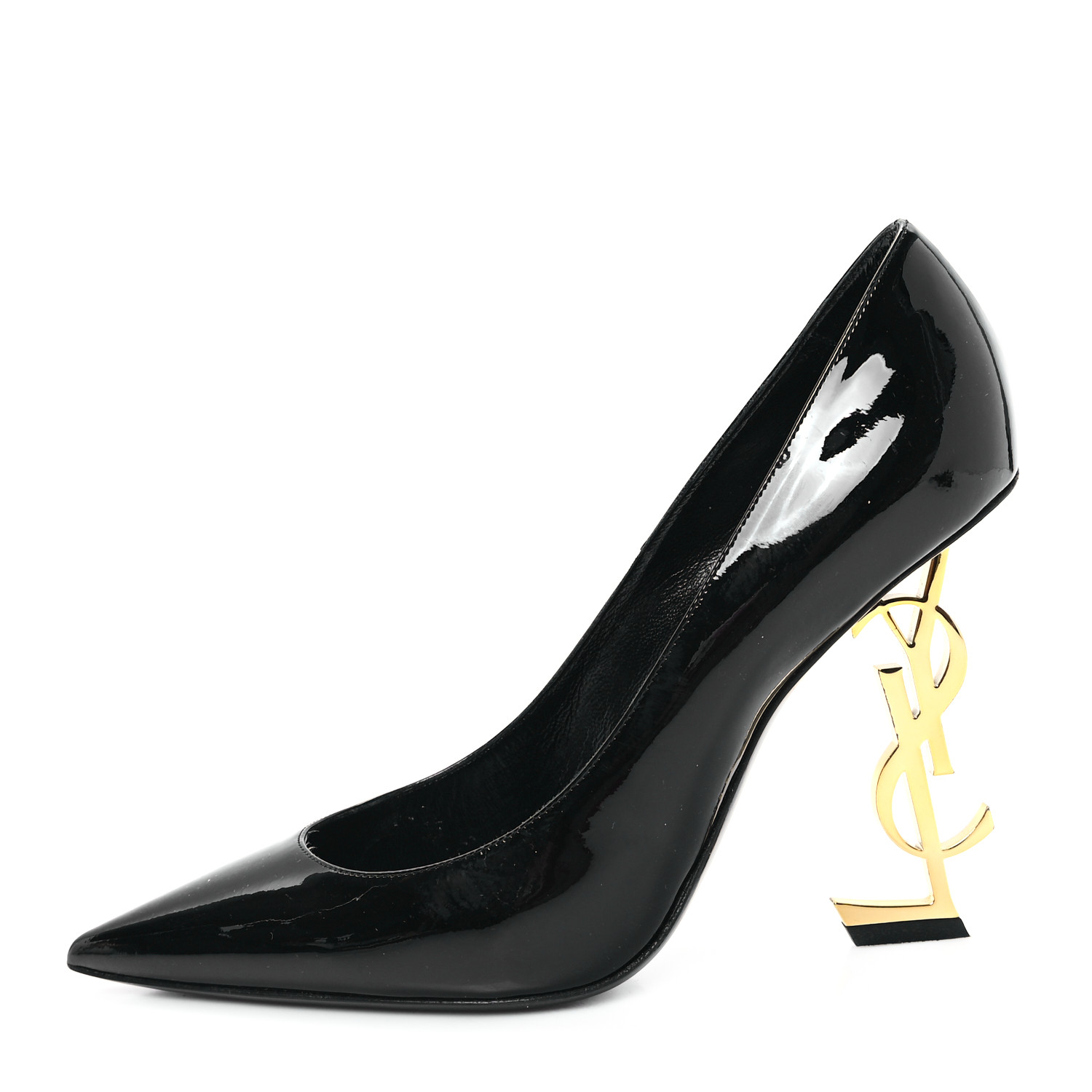 YSL様 SAINT LAURENT Vernice Chiffon Opyum 110 Pumps 40 Black Gold