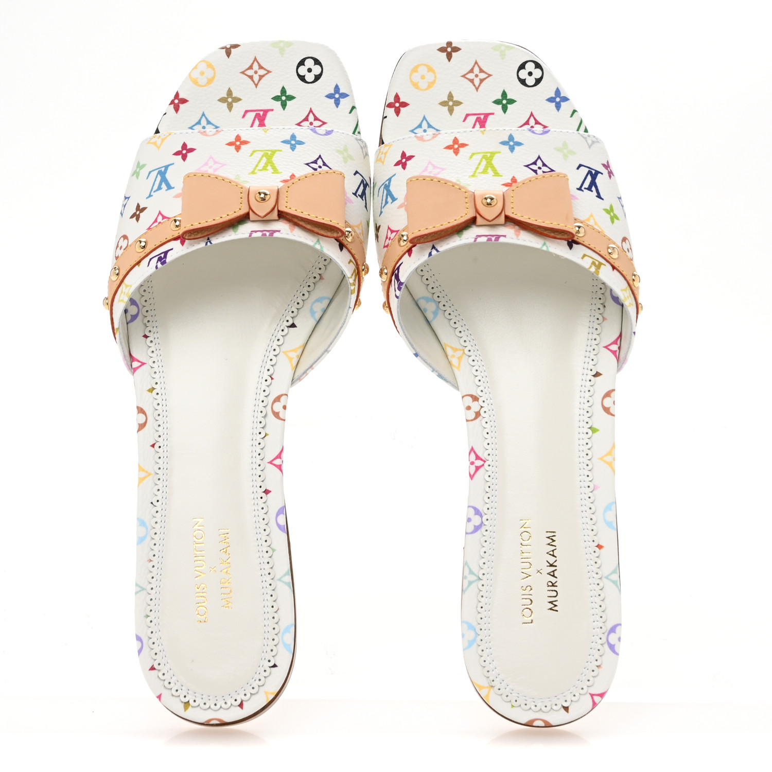 LOUIS VUITTON モノグラムミュール 39 Louis Vuitton White Monogram Multicolore Mule Sandals - Size