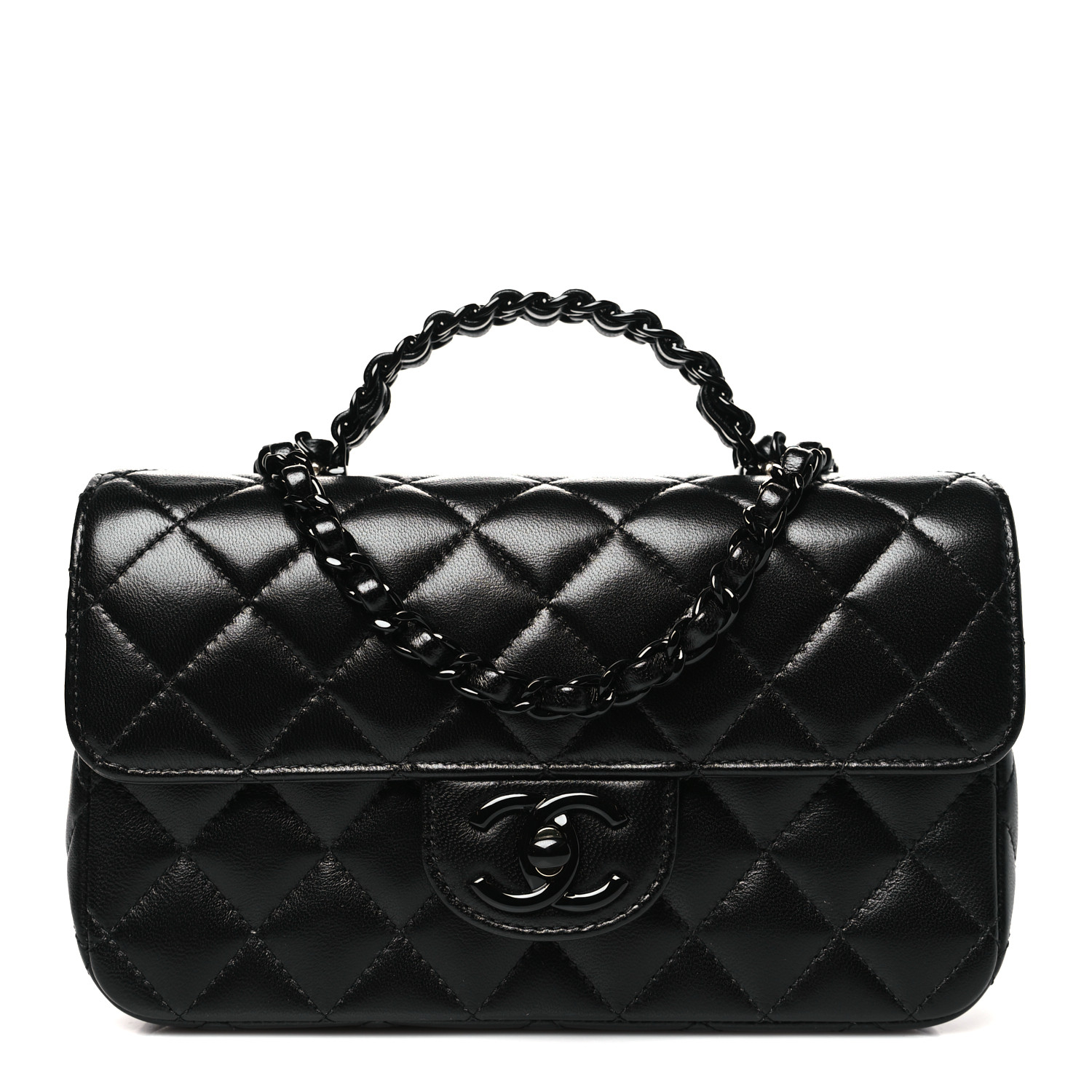 CHANEL Lambskin Quilted Small Coco Pop Top Handle Flap So