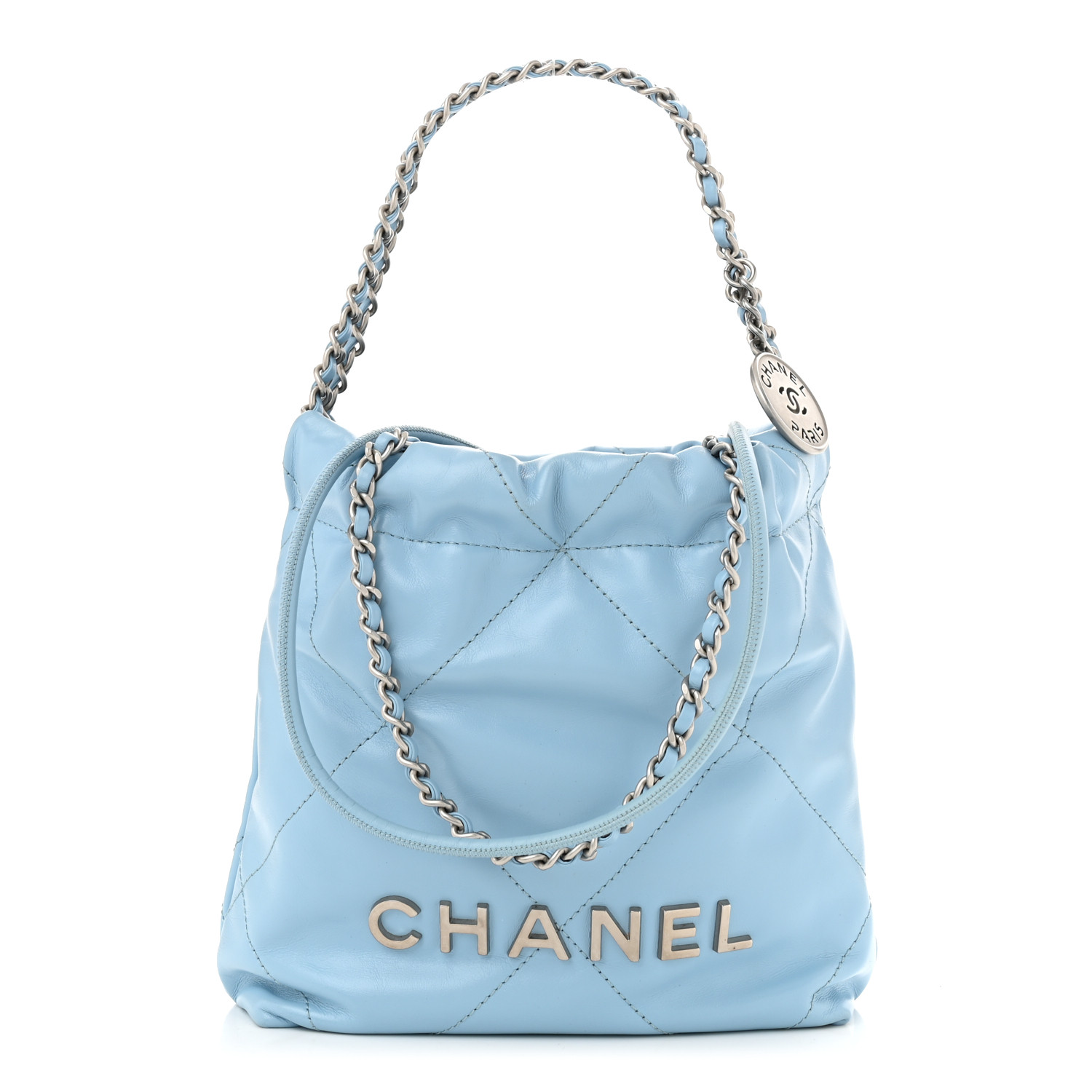 CHANEL ライトブルー ミニバニティーバッグ Chanel Light Blue Quilted Lambskin Mini Vanity | myGemma