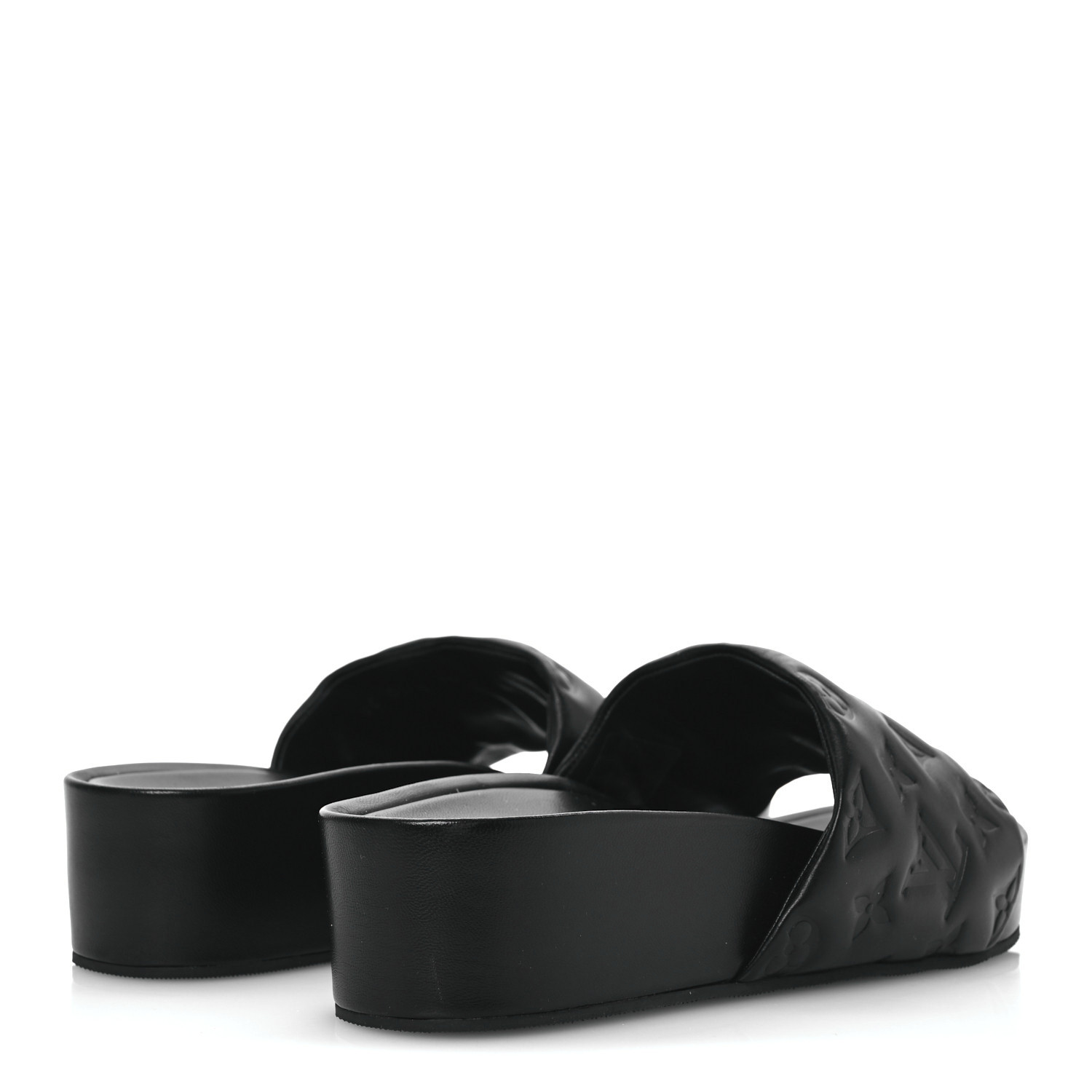 LOUIS VUITTON Lambskin Embossed Monogram Jumbo Flatform Mule