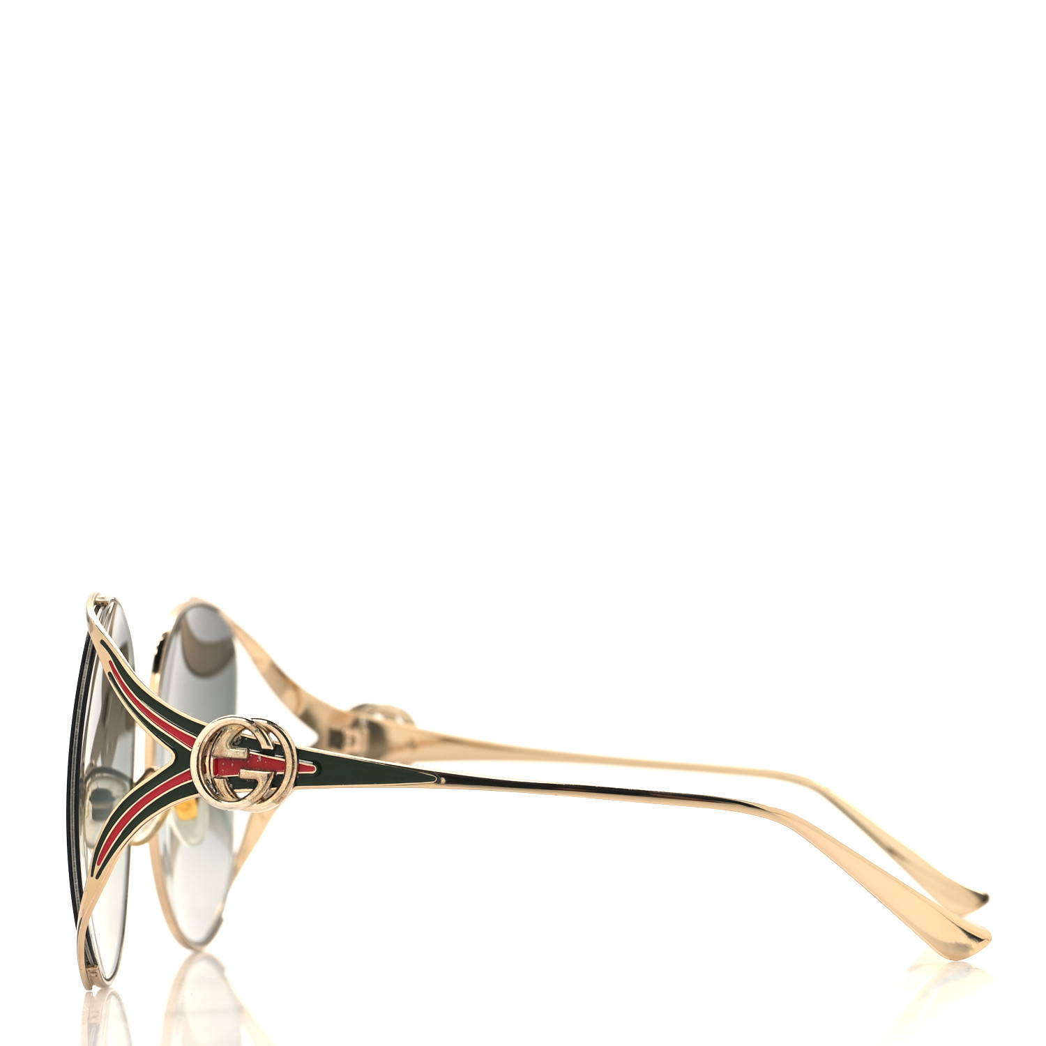 GUCCI Metal Oversized Round Frame GG0225S Sunglasses Gold