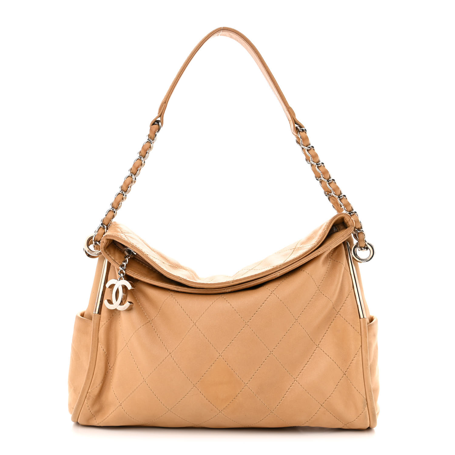 CHANEL Lambskin Stitched Medium Ultimate Soft Tote Beige