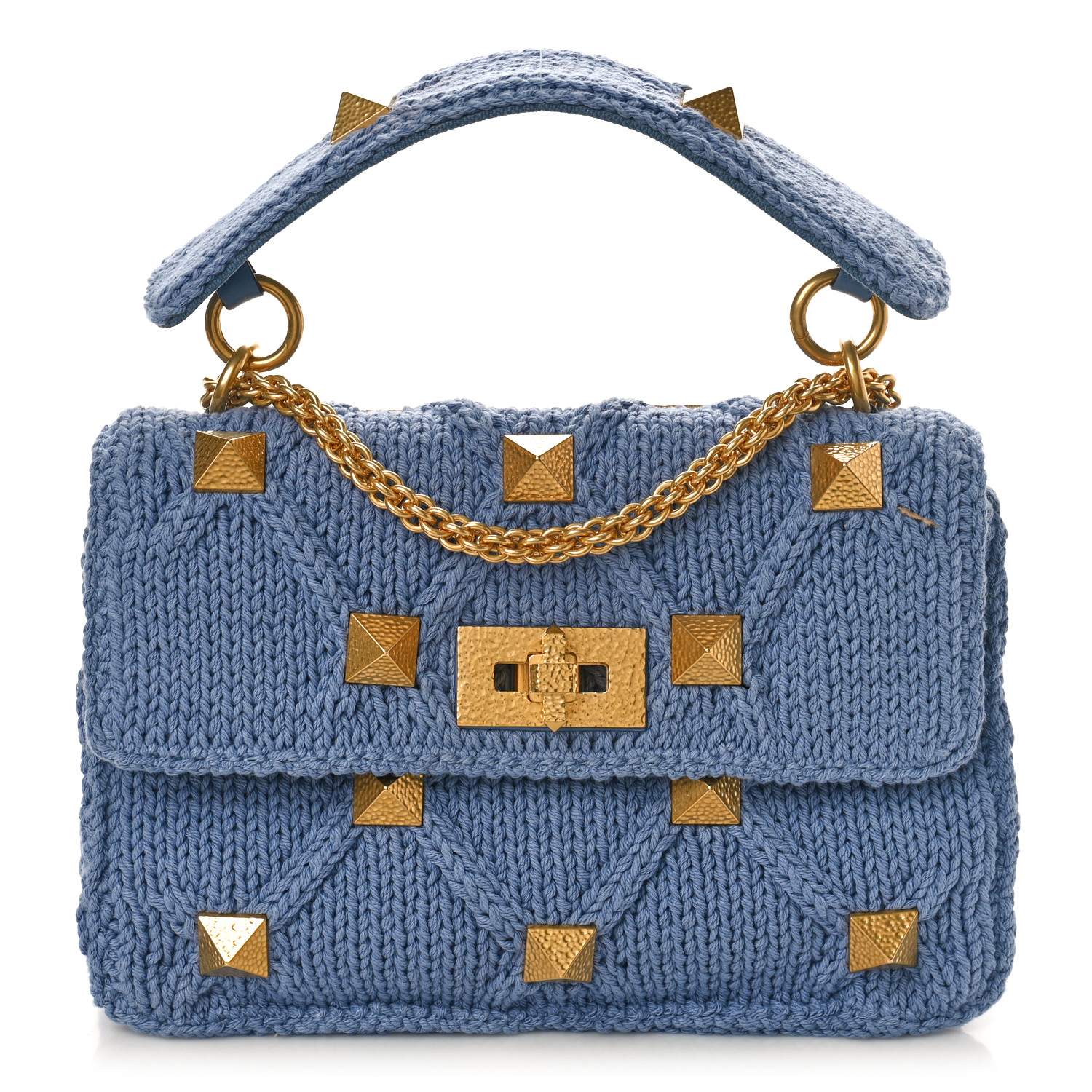 VALENTINO GARAVANI Knit Medium Roman Stud Shoulder Bag