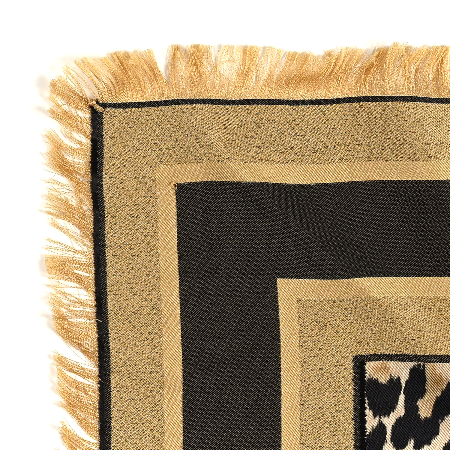 CHRISTIAN DIOR Silk Leopard Print Fringe Scarf Fantai