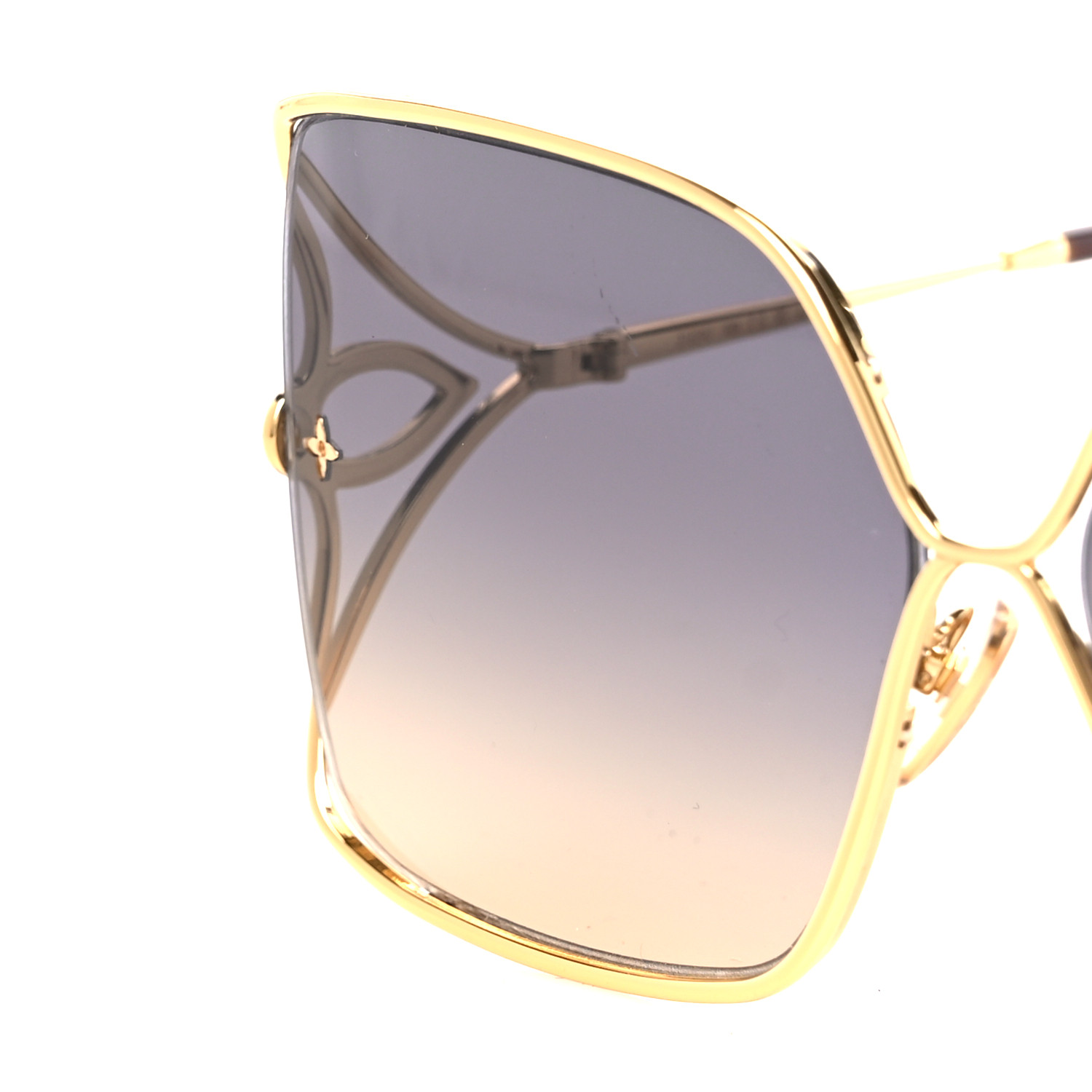 LOUIS VUITTON Metal LV Petal Square Sunglasses Z1629U Gold