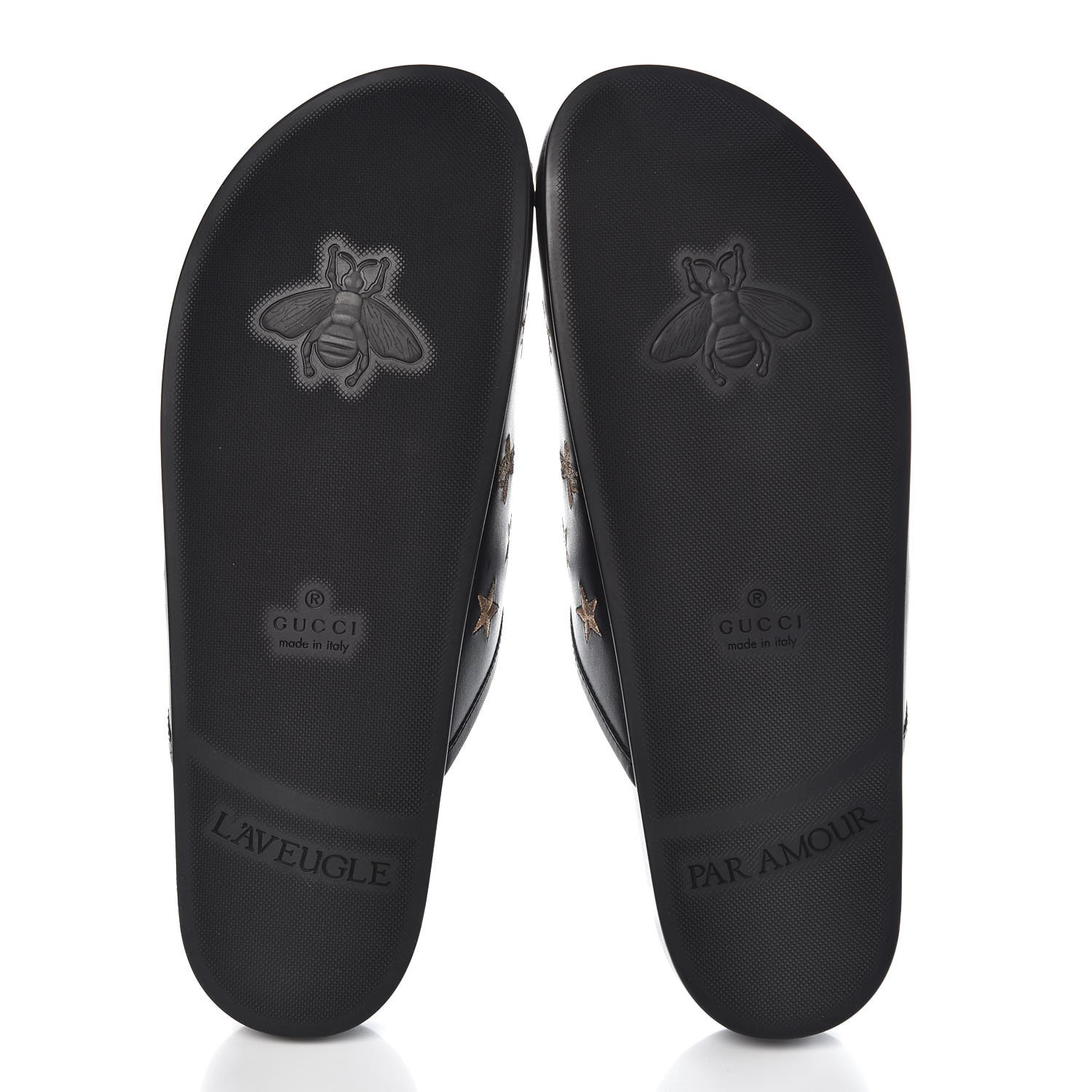 GUCCI Calfskin Bee Star Embroidered Mens Horsebit River