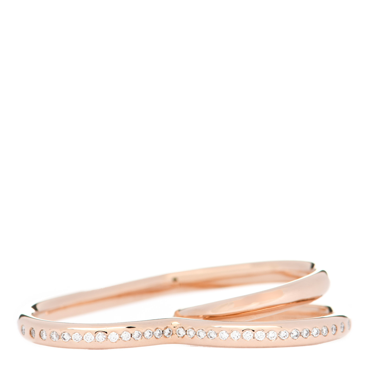 【シンプルでお洒落】HERMES Double Vertige Coeur リング HERMES 18K Rose Gold Diamond Vertige Coeur Double Ring 50