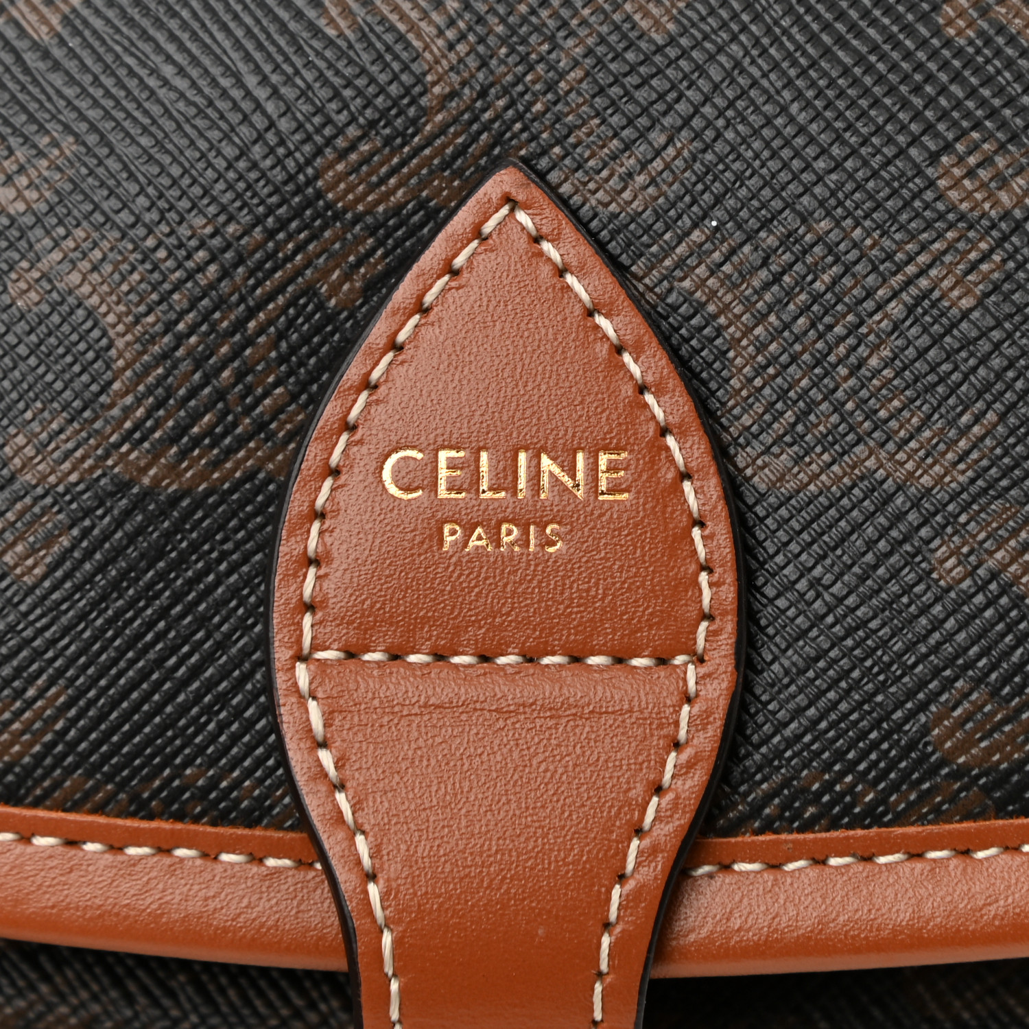 CELINE Triomphe Canvas Medium Folco Bag Tan 1352000