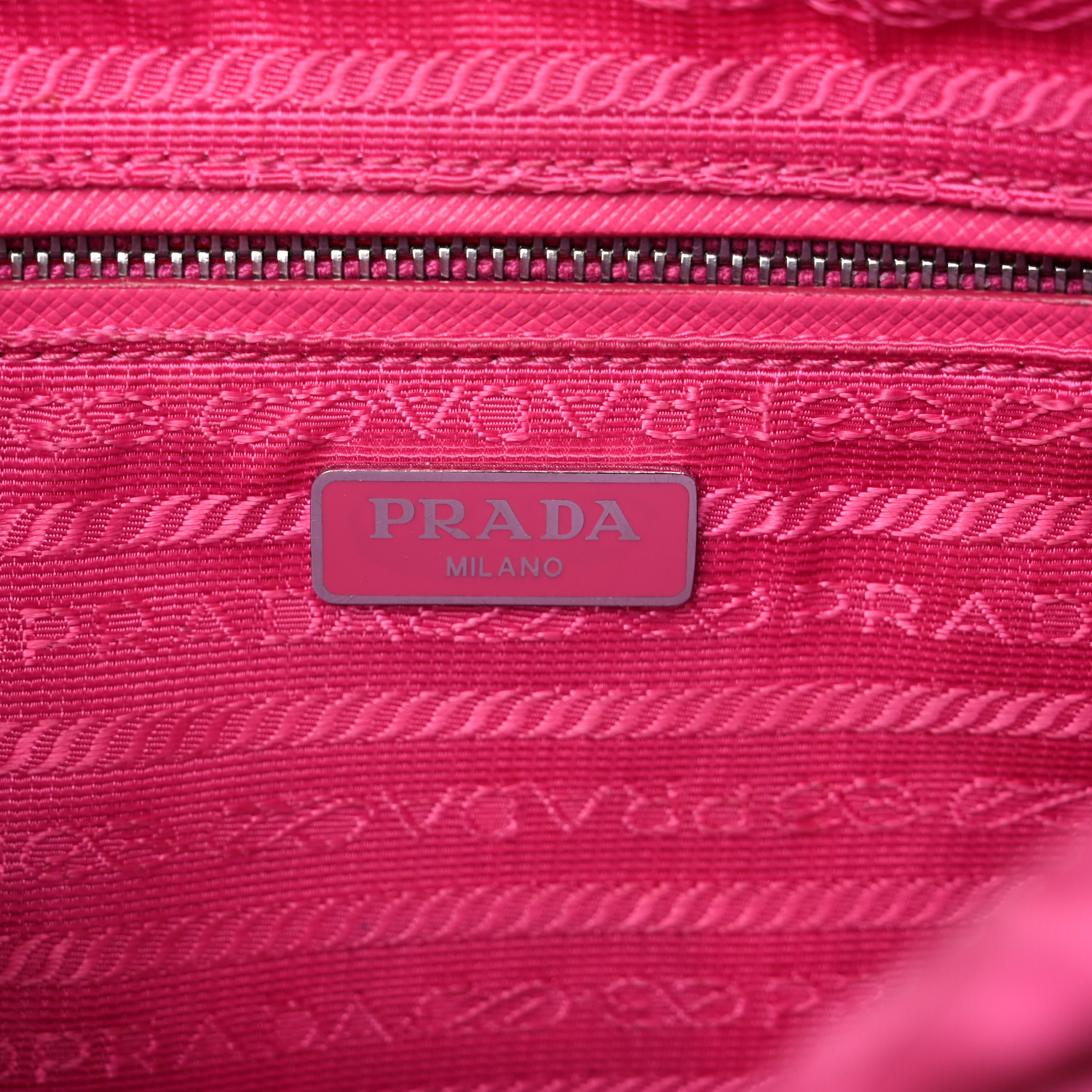 PRADA Nylon Tessuto Impuntu Quilted Chain Crossbody Fuxia