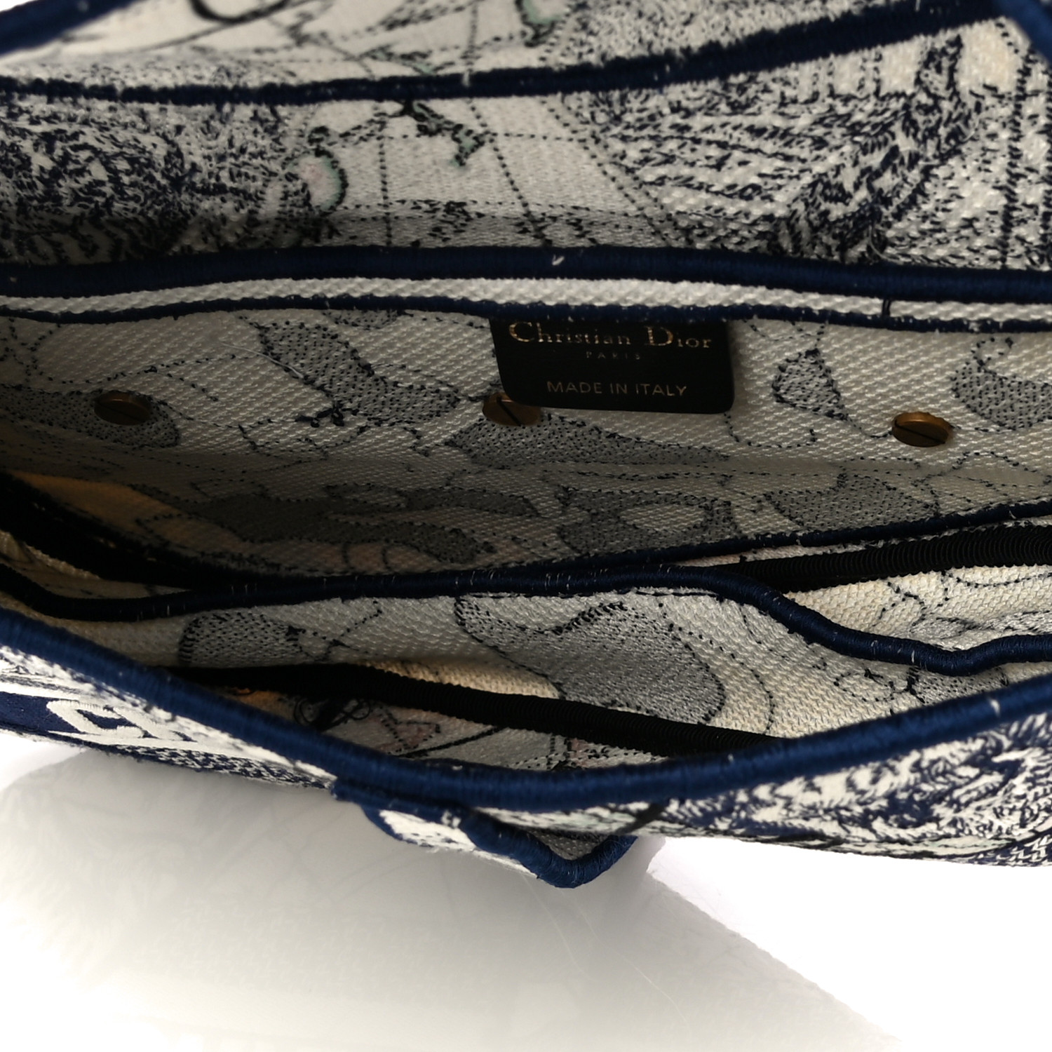 CHRISTIAN DIOR Canvas Embroidered Around the World Saddle