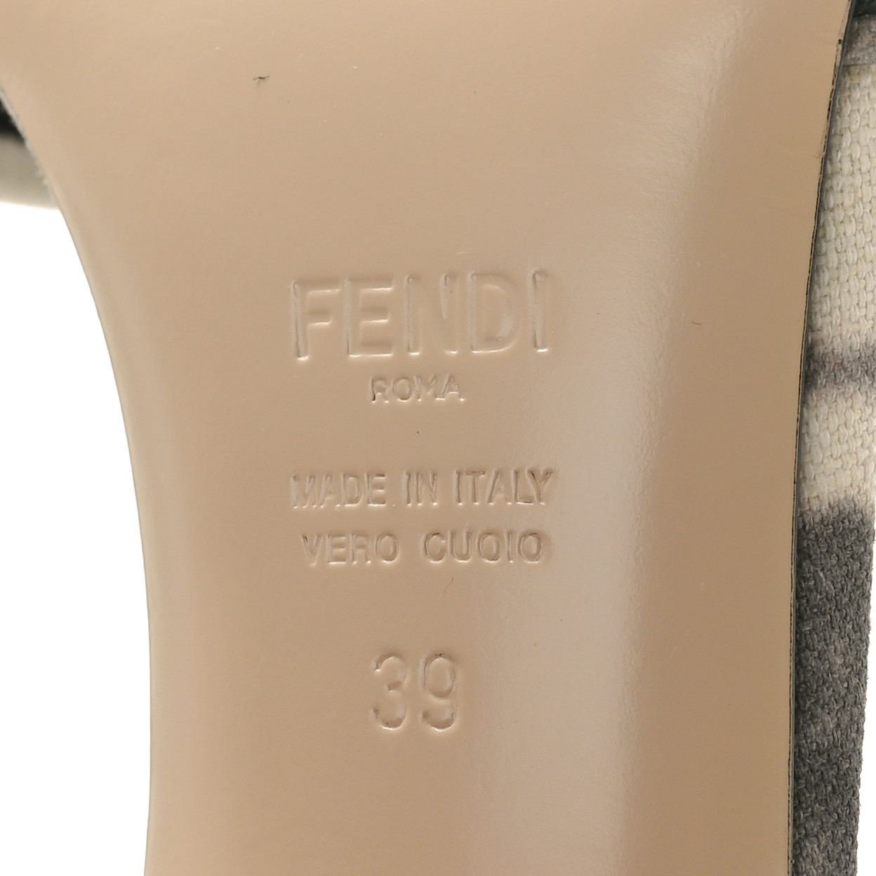 FENDI Canvas Floral Print Logo Mid-Heel Slide Sandals 39