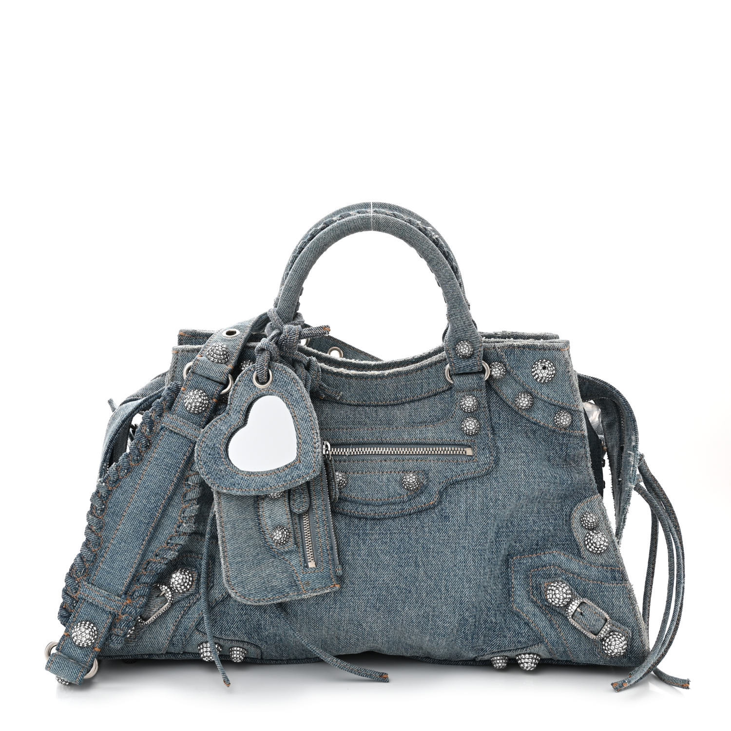 BALENCIAGA NEO CAGOLE CITY DENIM WASH ハンドバック Balenciaga Blue Monogram Denim Neo Cagole City Bag | Yoogi's