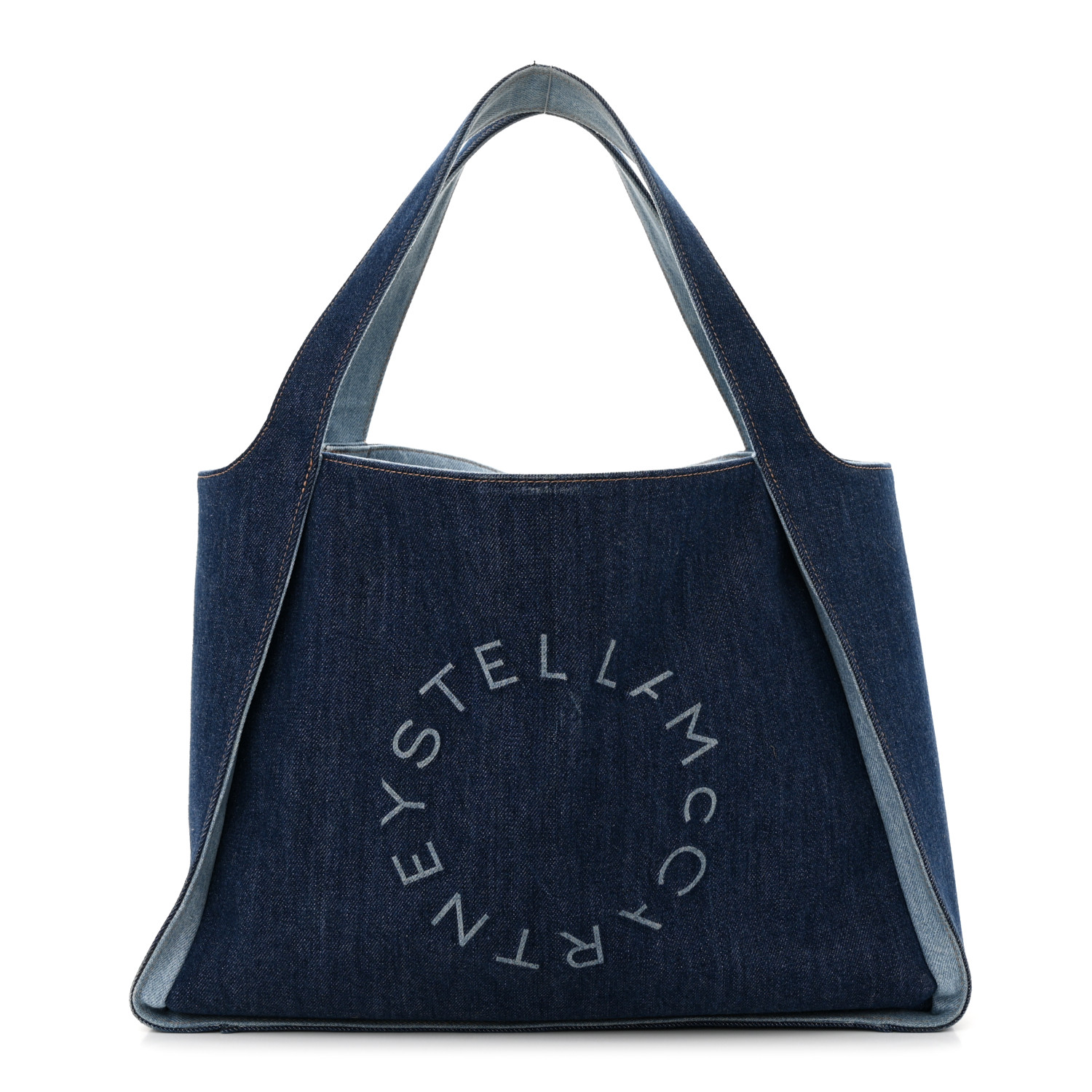 STELLA MCCARTNEY Denim East West Perforated Tote Blue