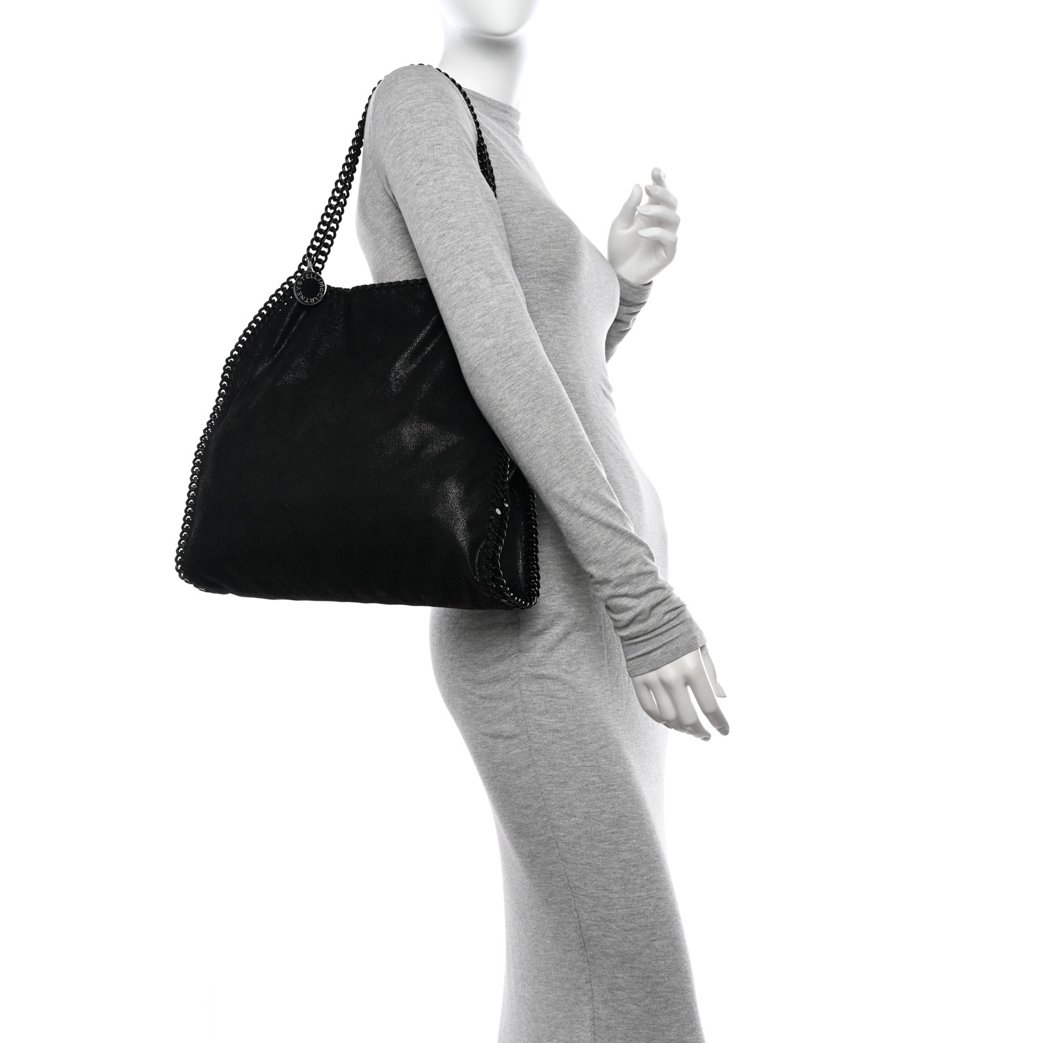 STELLA MCCARTNEY Shaggy Deer Small Falabella Tote Black