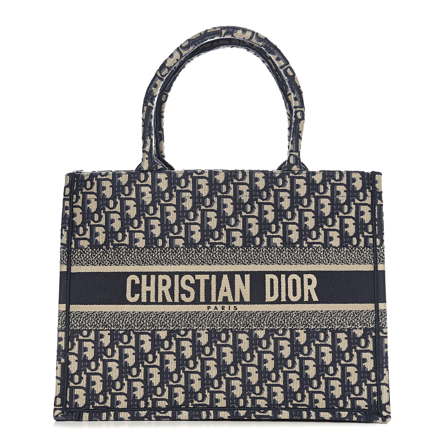 CHRISTIAN DIOR Oblique Small Book Tote Blue Multicolor