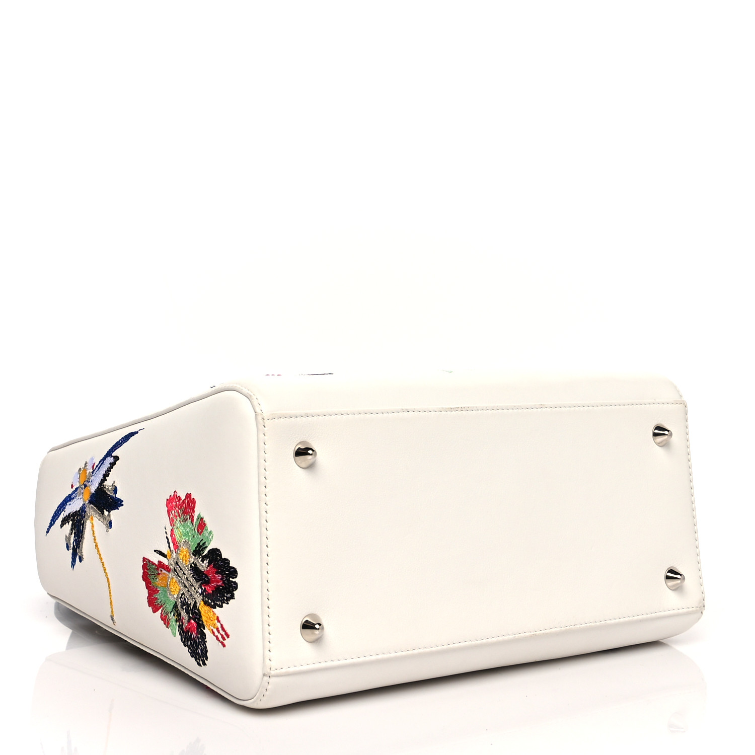 CHRISTIAN DIOR Smooth Calfskin Embroidered Medium Lady Dior