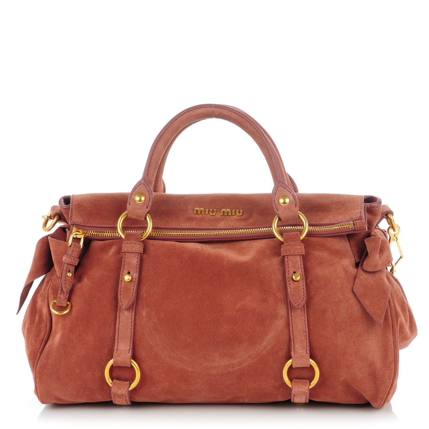 ★関税込み★ MiuMiu Bow Suede Bag MIU MIU Suede Lux Small Bow Bag Antico 159384 | FASHIONPHILE