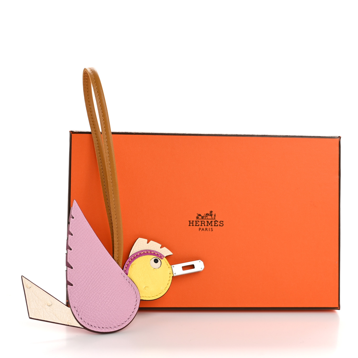 希少★送料込【HERMES】Birdy Charm Epsom Ostrich Mysore Milo New Hermes Birdy Charm Ostrich Epsom Leather Mauve Pale