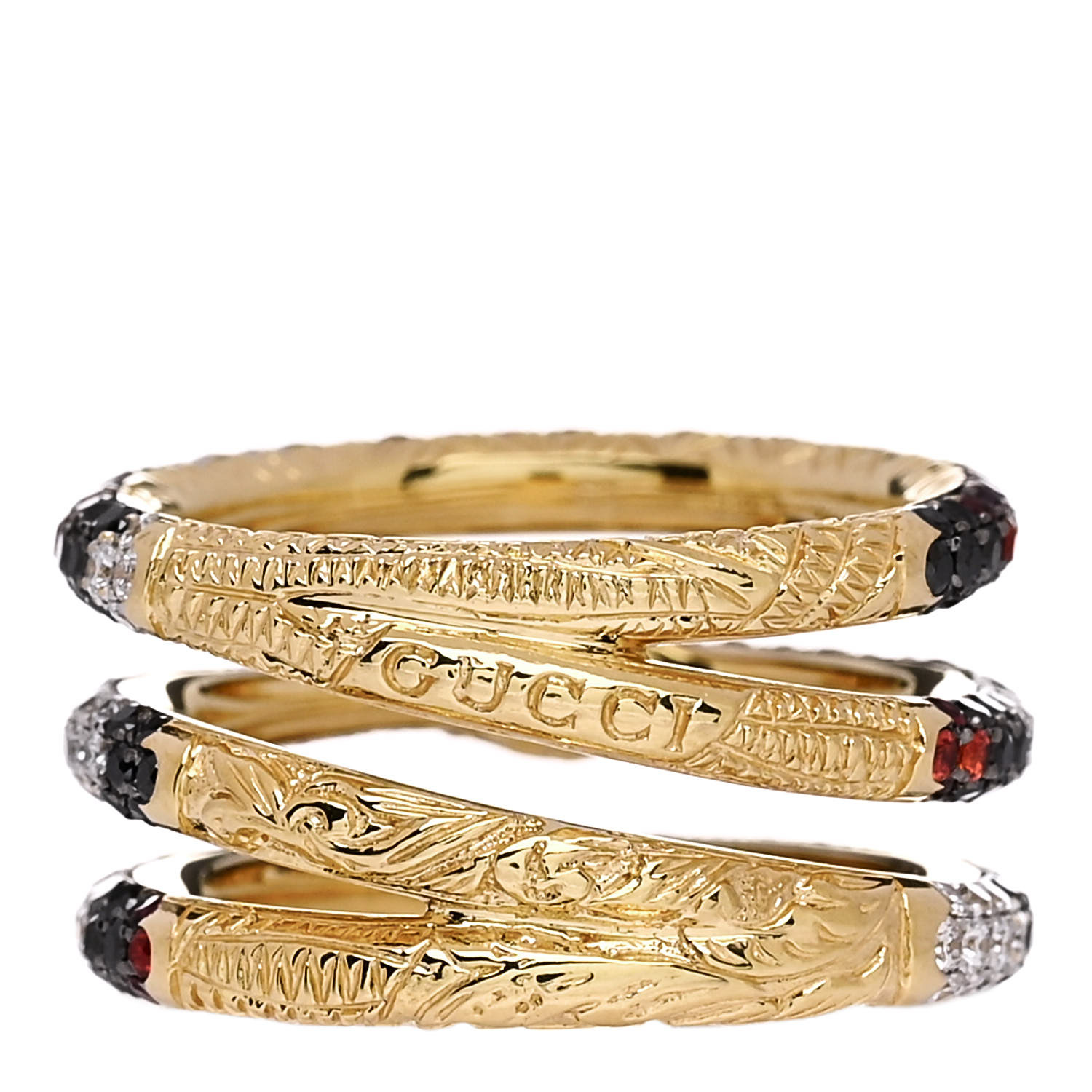 GUCCI 18K Yellow Gold Black Diamond Topaz Sapphire Diamond