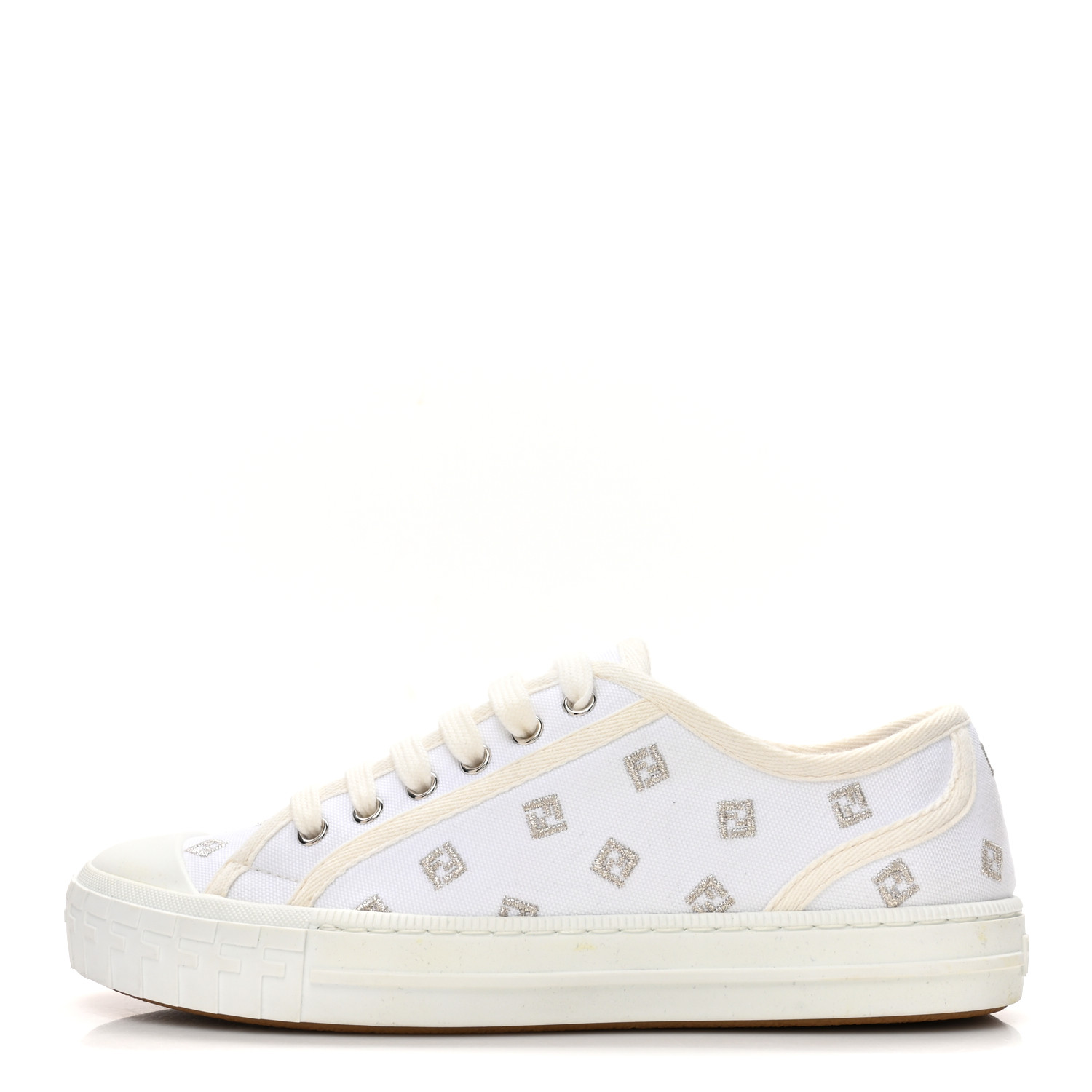 FENDI Canvas Lurex FF Womens Domino Low Top Sneakers 36