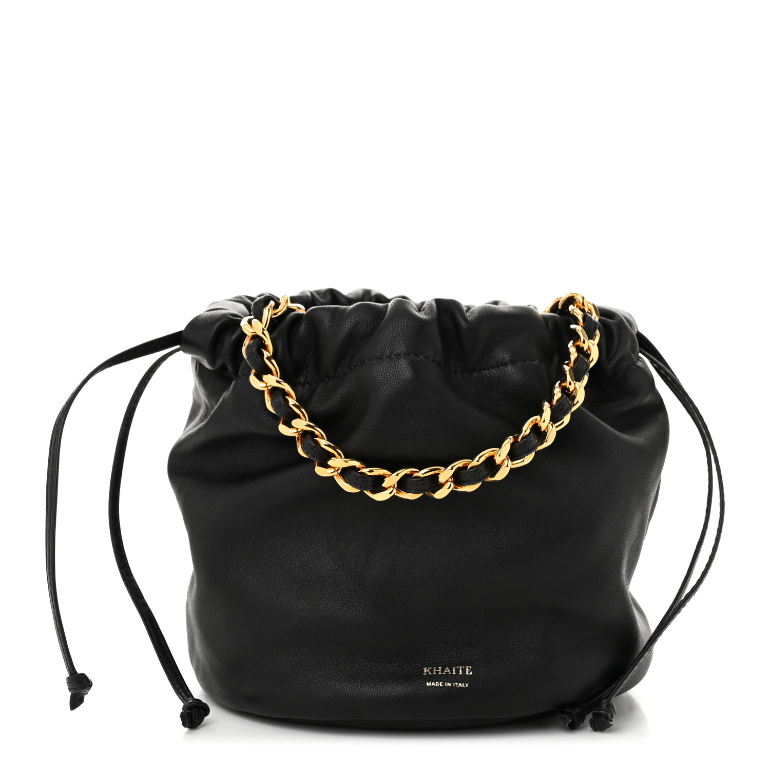KHAITE Smooth Calfskin Aria Bucket Bag Black 1640196