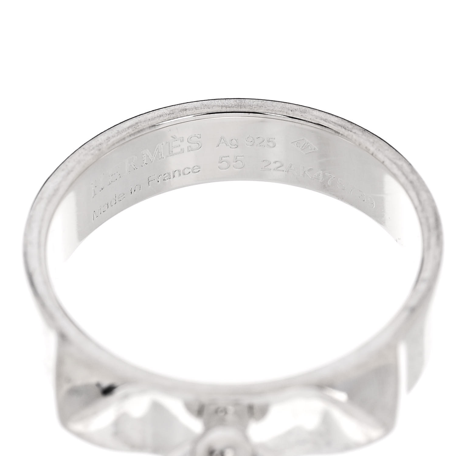 HERMES Sterling Silver PM Collier De Chien Ring 55 7.25