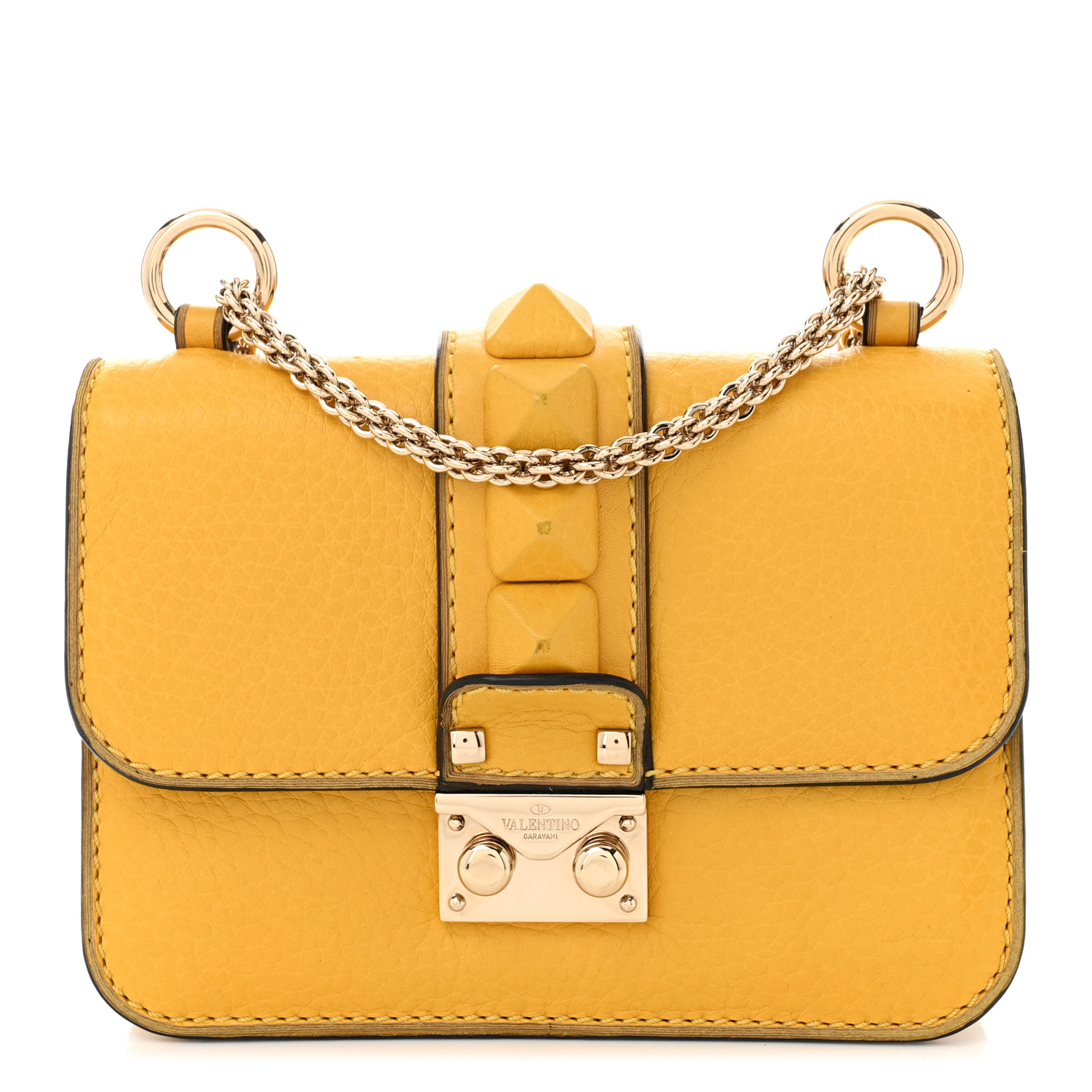 VALENTINO GARAVANI Pebbled Calfskin Mini Glam Lock Rockstud