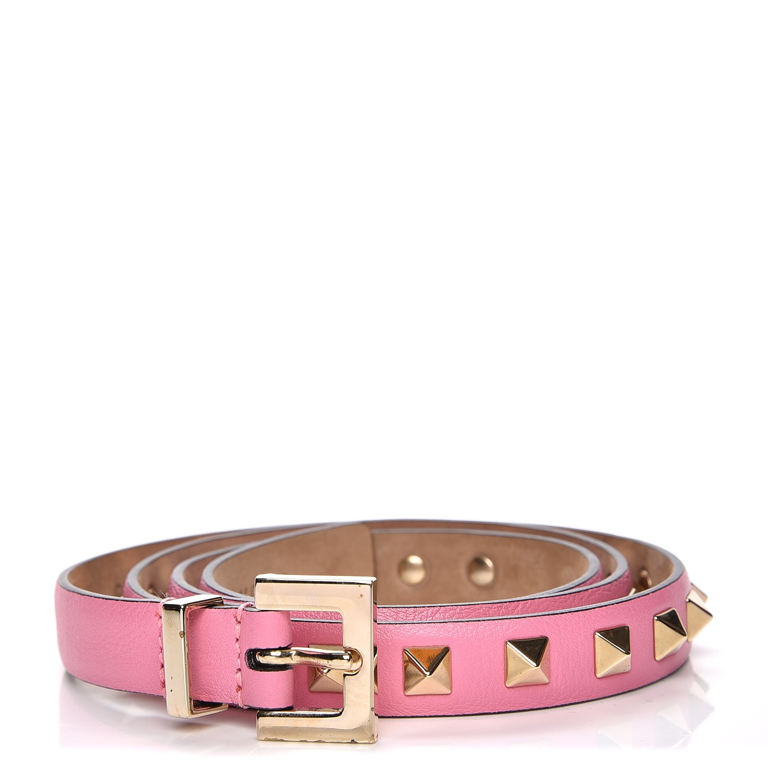 VALENTINO GARAVANI Calfskin Rockstud Belt 80 32 Pink 206380