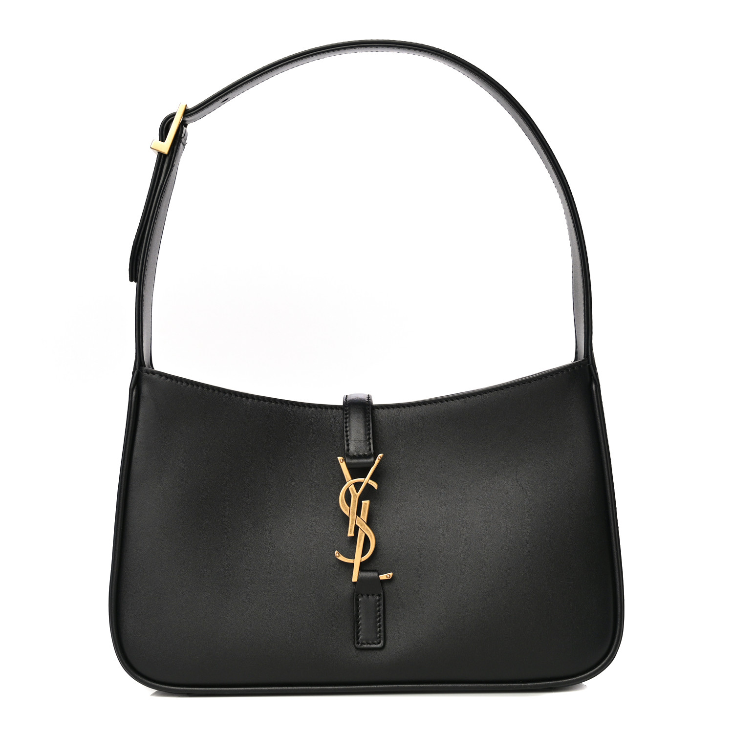 【中古】 La Boheme： Noir Shaper’sHal SAINT LAURENT Smooth Calfskin Le 5 A 7 Hobo Black 888325