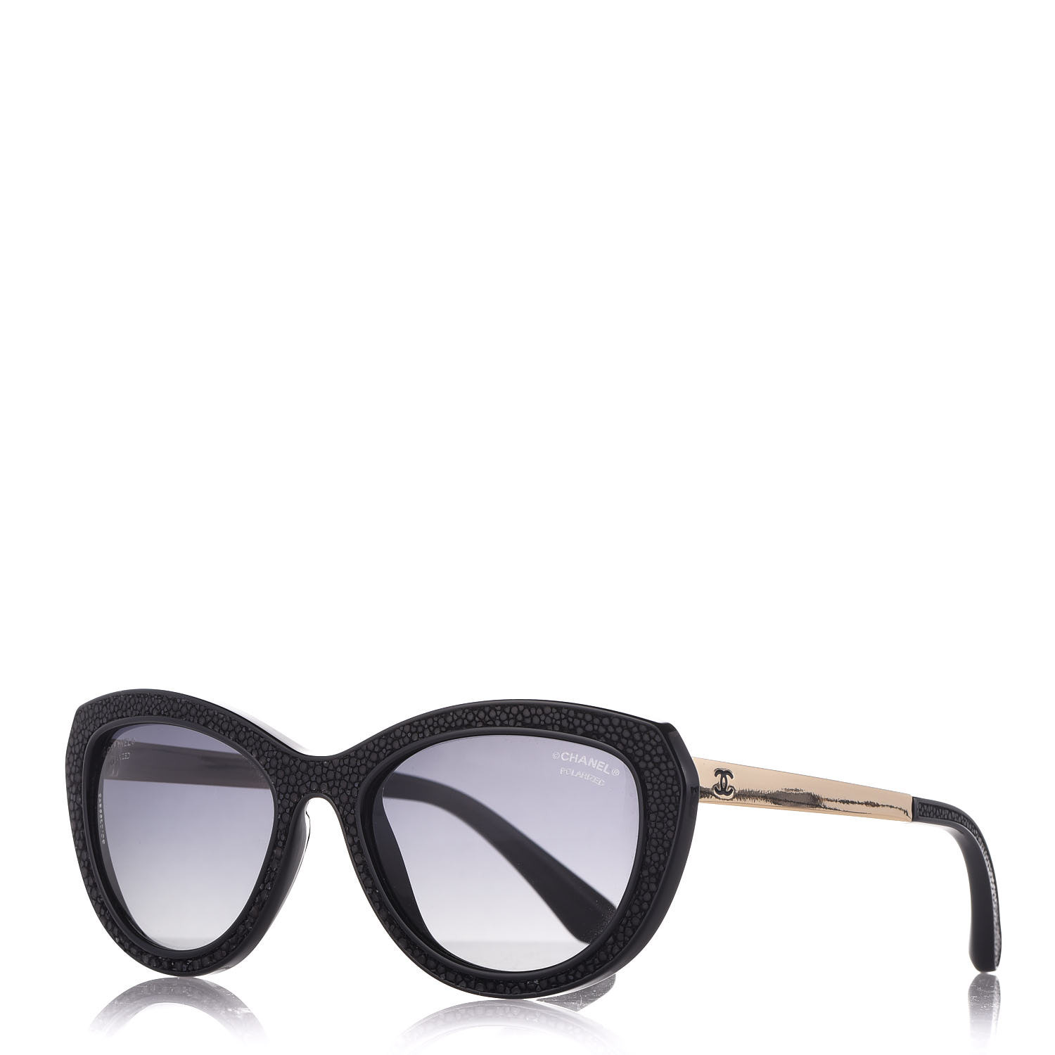 CHANEL Stingray CC Polarized Sunglasses 6046-Q Black 356364