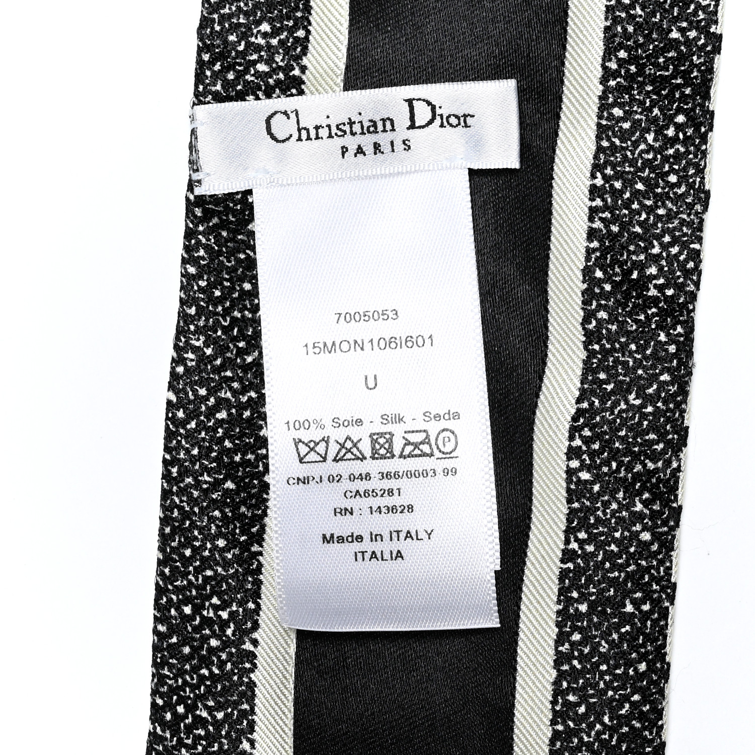 CHRISTIAN DIOR Silk Houndstooth Mitzah Scarf Black White