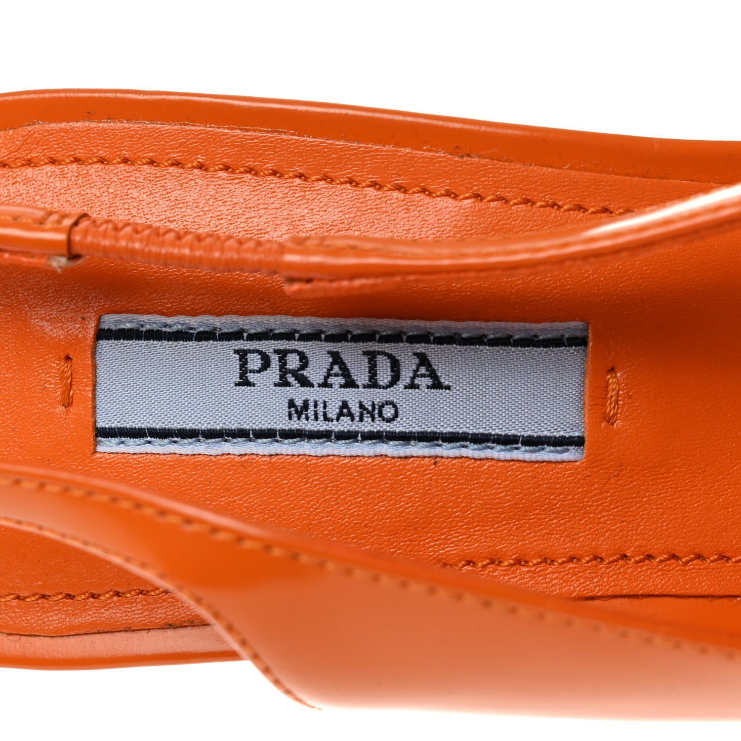 PRADA Brushed Calfskin Logo Pointed Toe Slingback Wedges 38