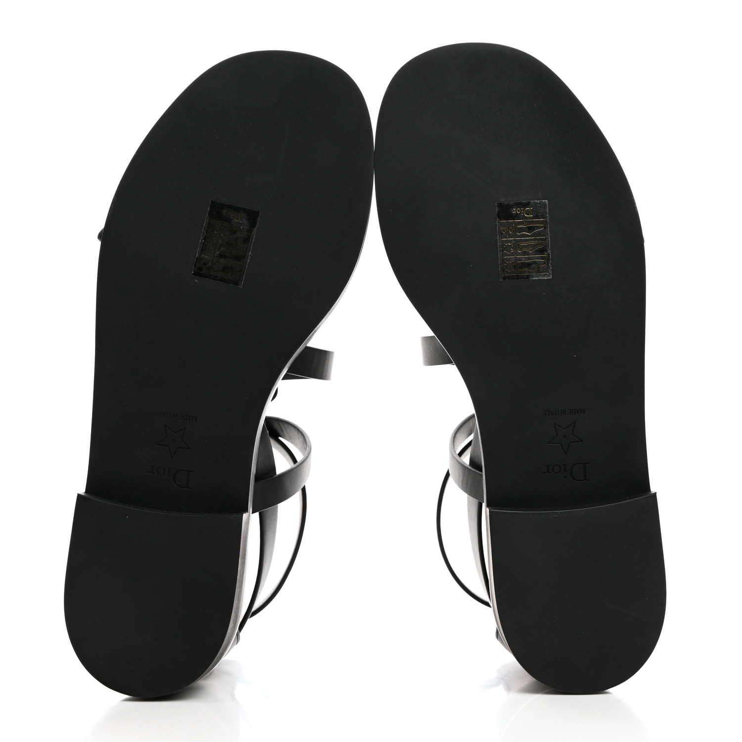 CHRISTIAN DIOR Shiny Calfskin L'Amazone Sandals 36.5 Black