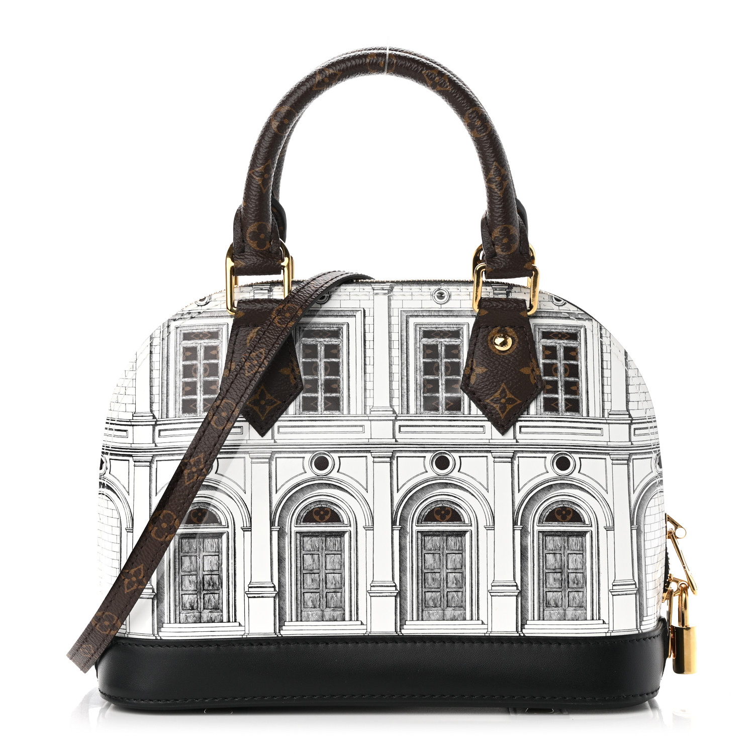 LOUIS VUITTON X FORNASETTI Calfskin Architettura Alma BB Black