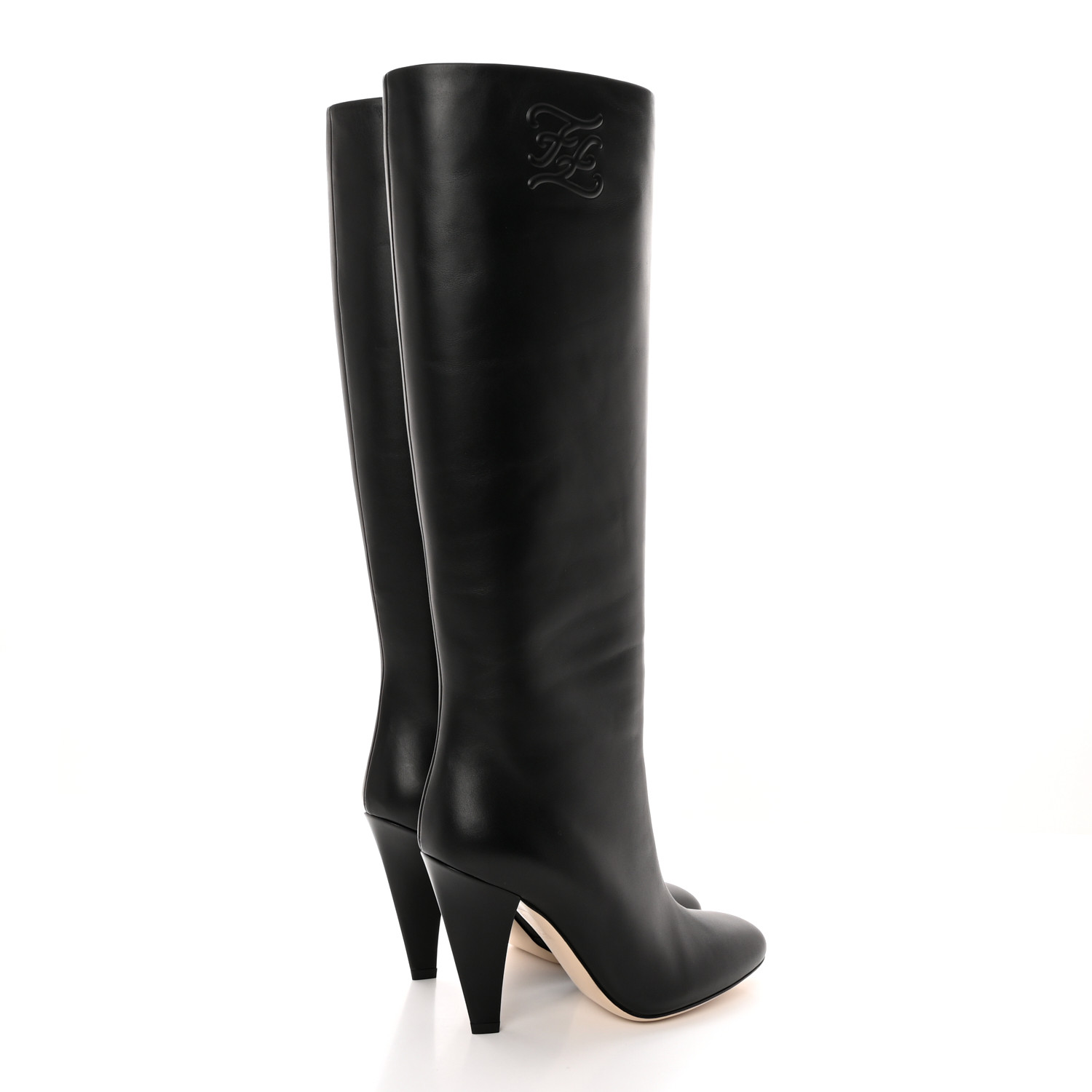 FENDI Women 6.0US Knee High gray Leather Selleria | eBay